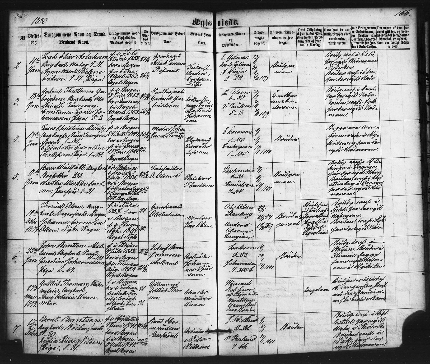 Nykirken Sokneprestembete, SAB/A-77101/H/Haa/L0032: Parish register (official) no. D 2, 1861-1883, p. 166