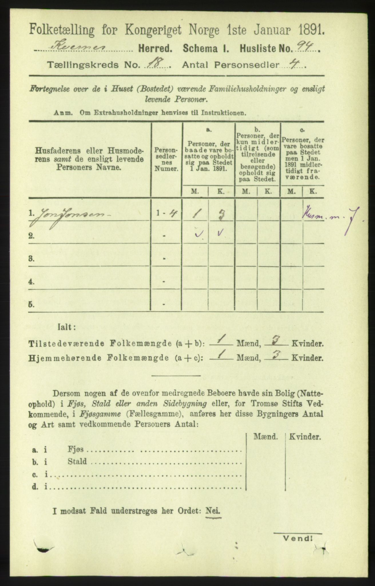 RA, 1891 census for 1553 Kvernes, 1891, p. 7747