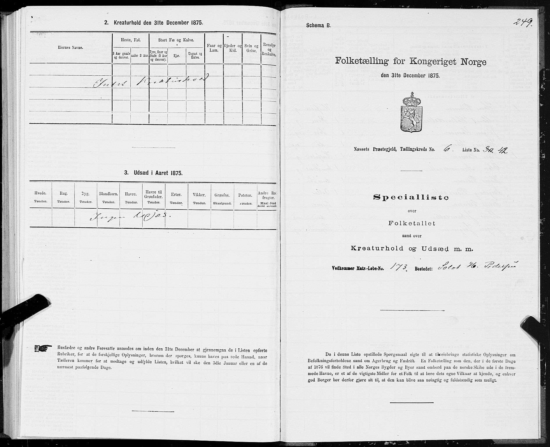 SAT, 1875 census for 1543P Nesset, 1875, p. 2249