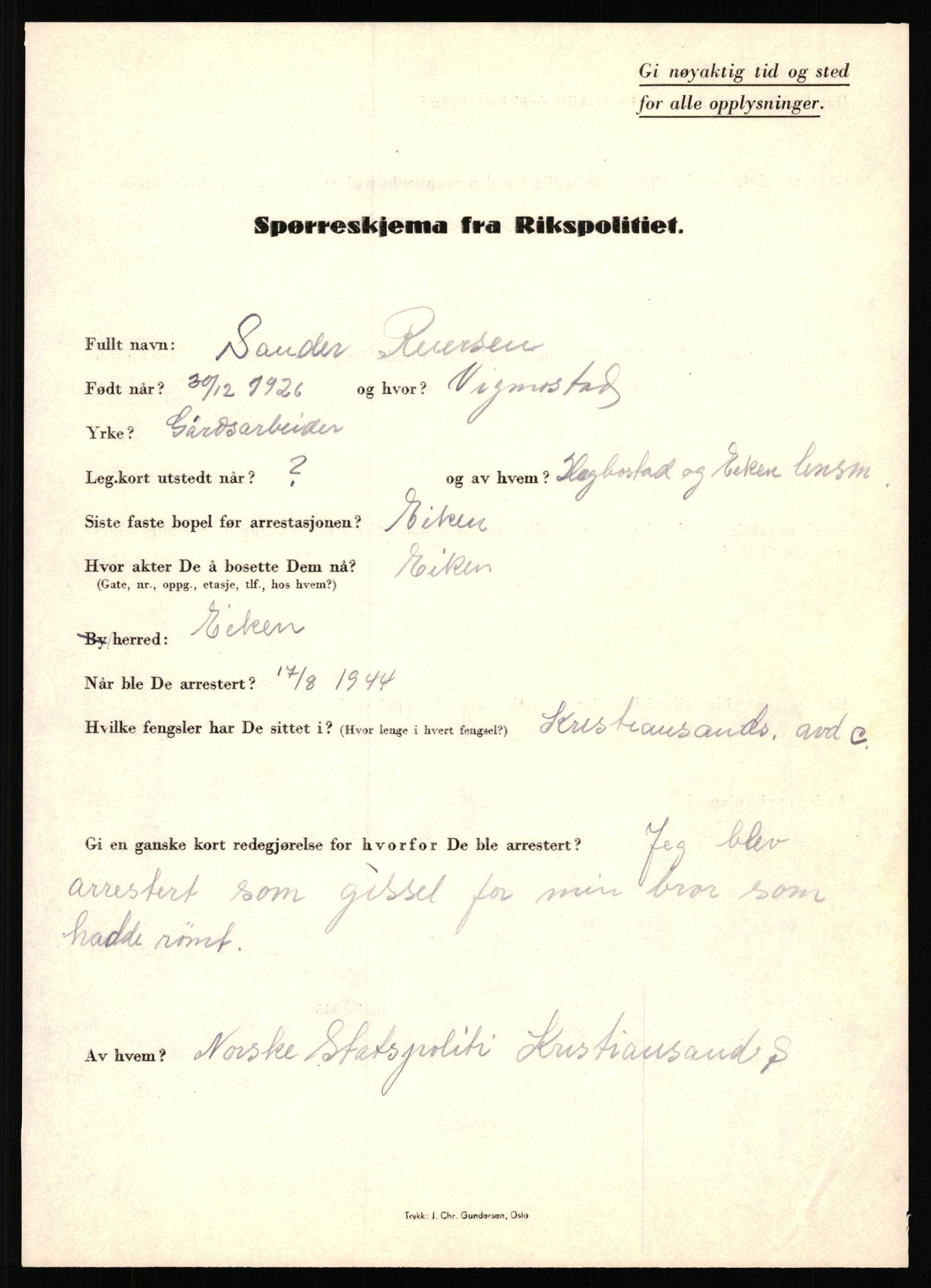 Rikspolitisjefen, AV/RA-S-1560/L/L0014: Pettersen, Aksel - Savosnick, Ernst, 1940-1945, p. 423