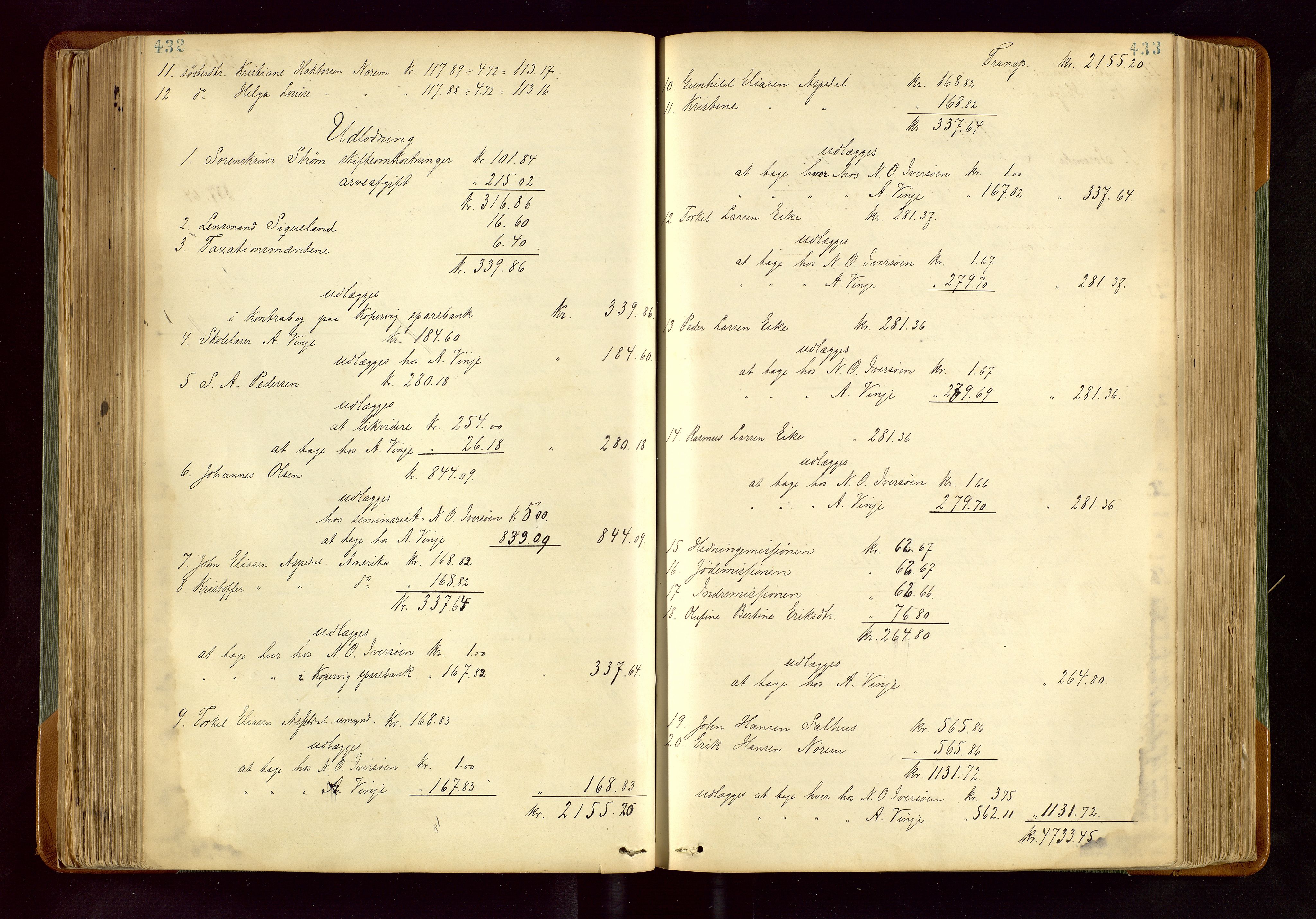 Karmsund sorenskriveri, AV/SAST-A-100311/01/IV/IVDB/L0011: SKIFTEPROTOKOLL SKUDENES, AVALDSNES, 1879-1894, p. 432-433