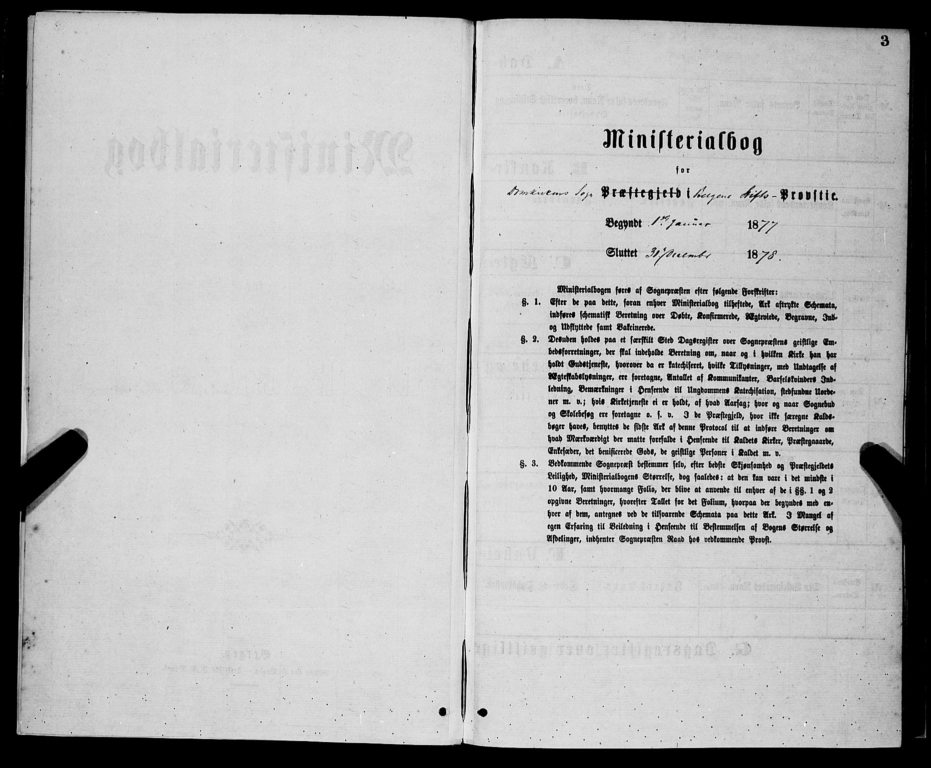 Domkirken sokneprestembete, AV/SAB-A-74801/H/Hab/L0014: Parish register (copy) no. B 7, 1877-1878, p. 3