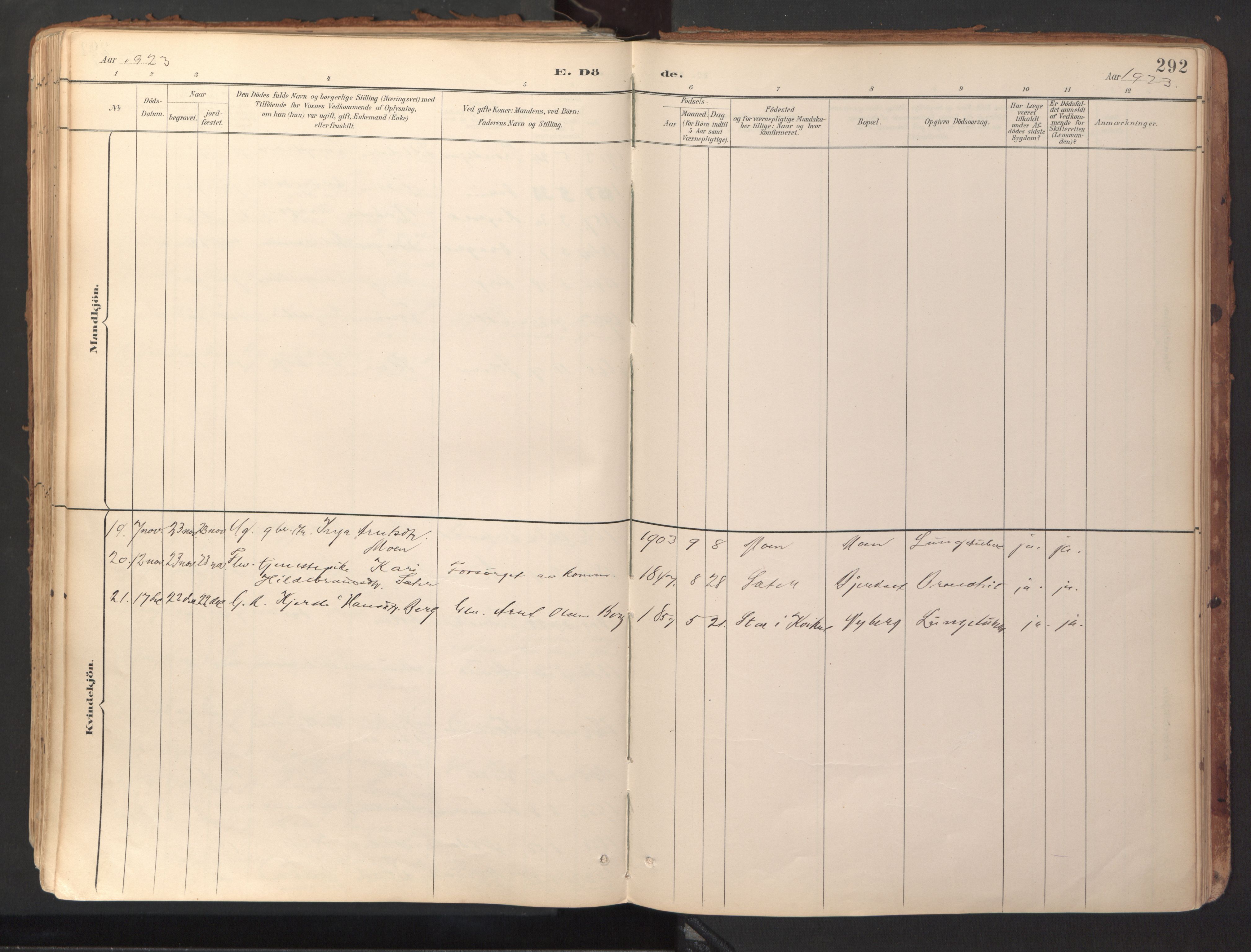Ministerialprotokoller, klokkerbøker og fødselsregistre - Sør-Trøndelag, SAT/A-1456/689/L1041: Parish register (official) no. 689A06, 1891-1923, p. 292