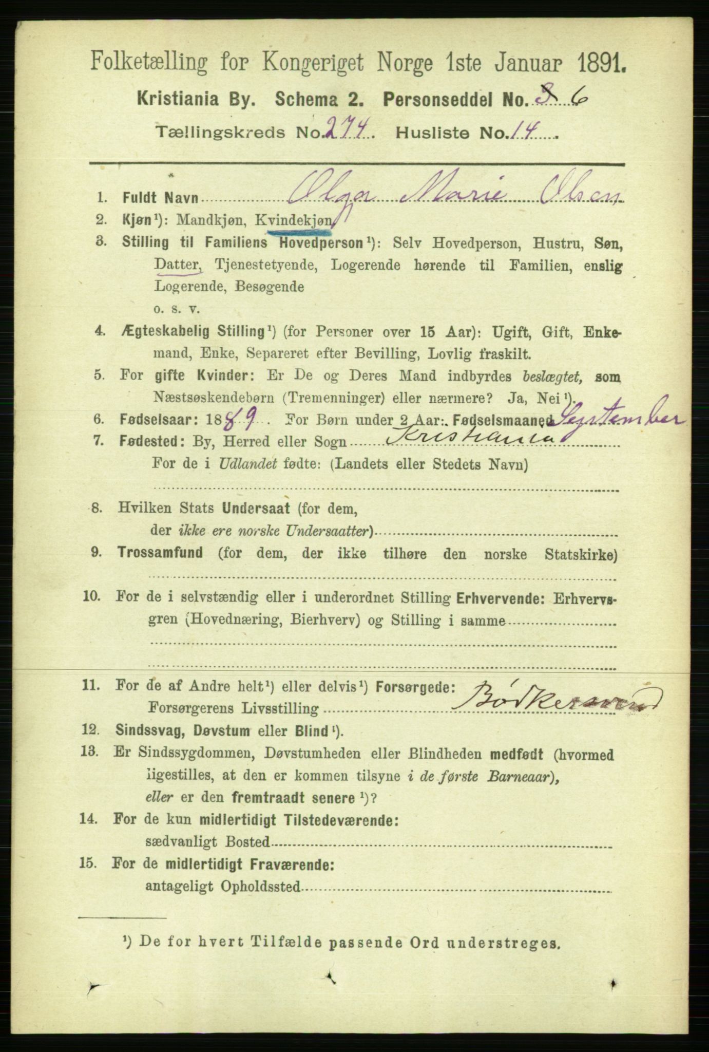 RA, 1891 census for 0301 Kristiania, 1891, p. 166618