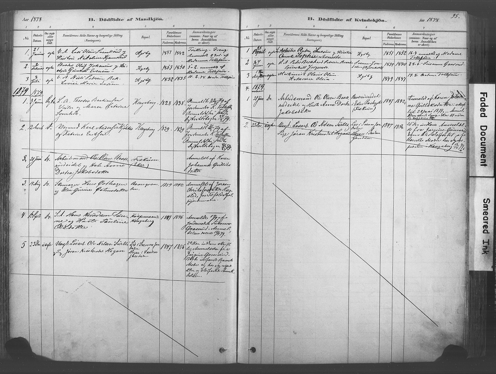 Kongsberg kirkebøker, SAKO/A-22/F/Fb/L0001: Parish register (official) no. II 1, 1878-1886, p. 95