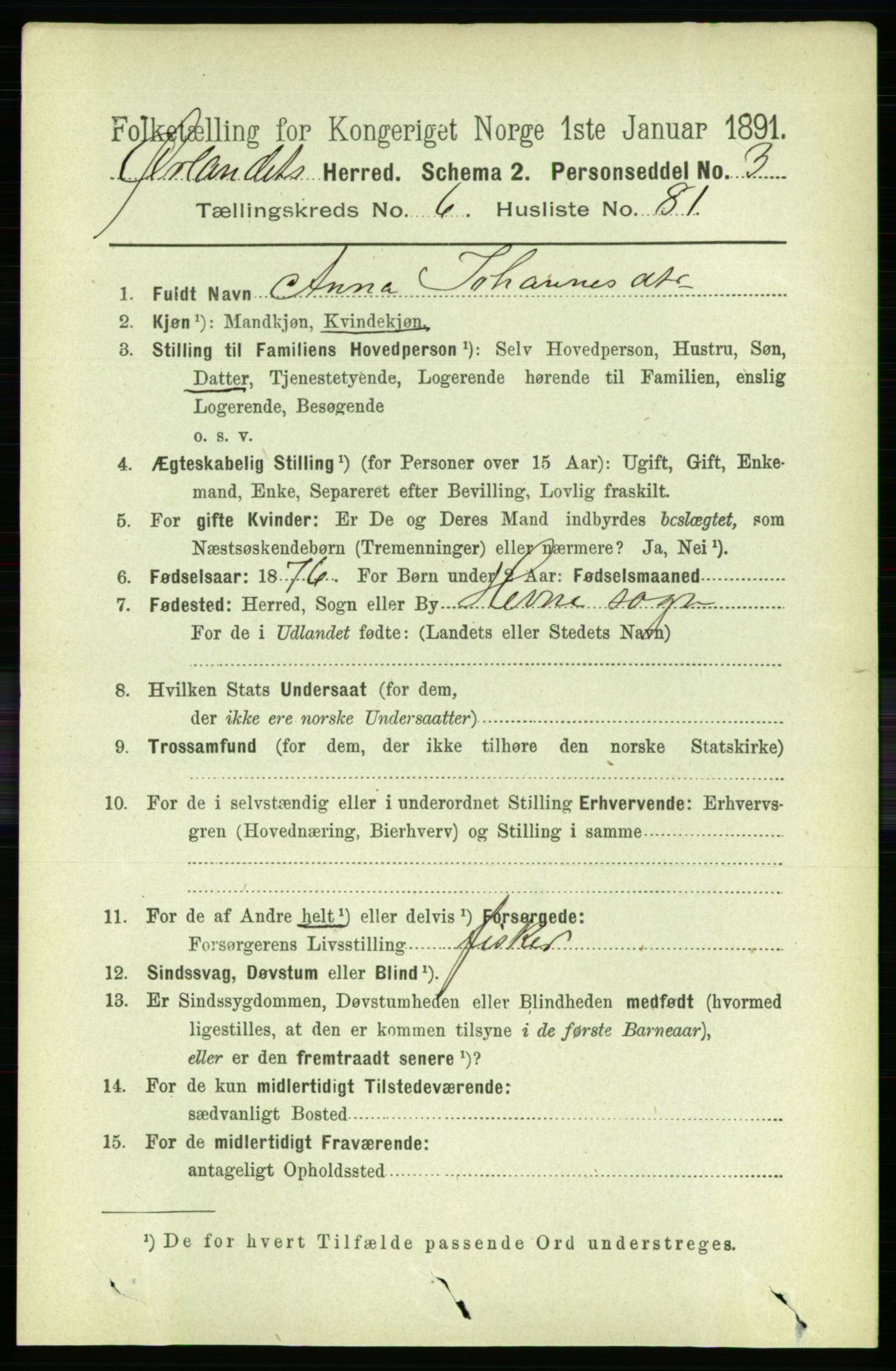 RA, 1891 census for 1621 Ørland, 1891, p. 2361