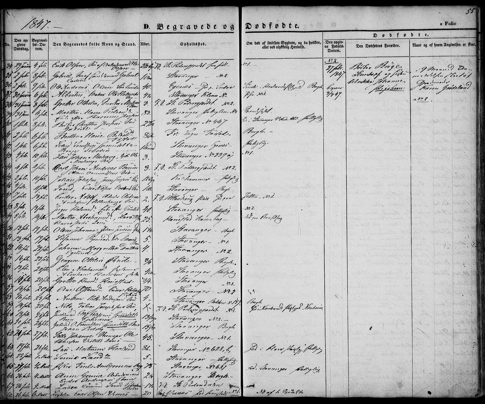 Domkirken sokneprestkontor, SAST/A-101812/001/30/30BA/L0014: Parish register (official) no. A 13, 1841-1851, p. 55