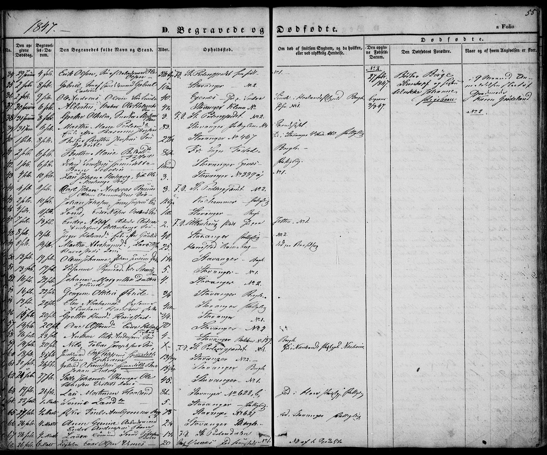 Domkirken sokneprestkontor, AV/SAST-A-101812/001/30/30BA/L0014: Parish register (official) no. A 13, 1841-1851, p. 55