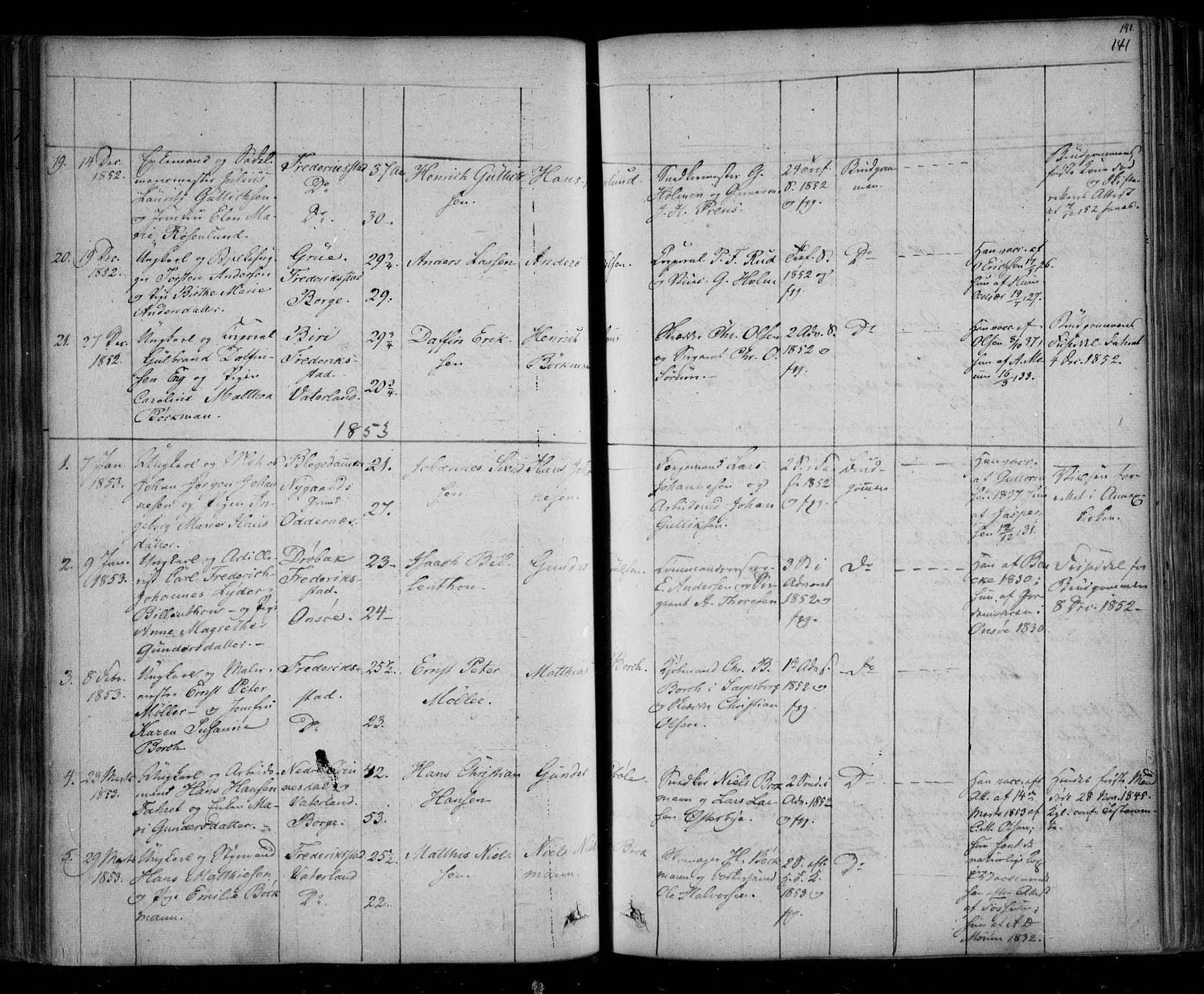 Fredrikstad prestekontor Kirkebøker, AV/SAO-A-11082/F/Fa/L0005: Parish register (official) no. 5, 1835-1856, p. 141