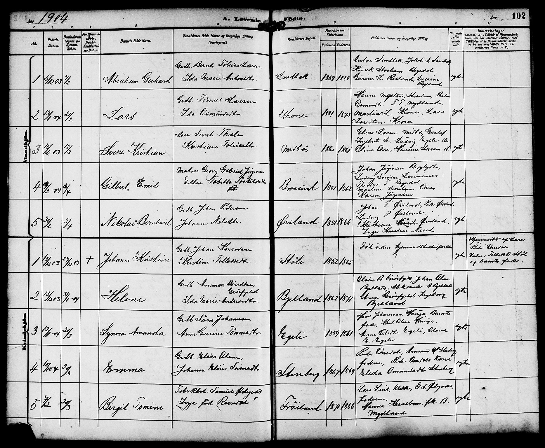 Sokndal sokneprestkontor, SAST/A-101808: Parish register (copy) no. B 6, 1892-1907, p. 102