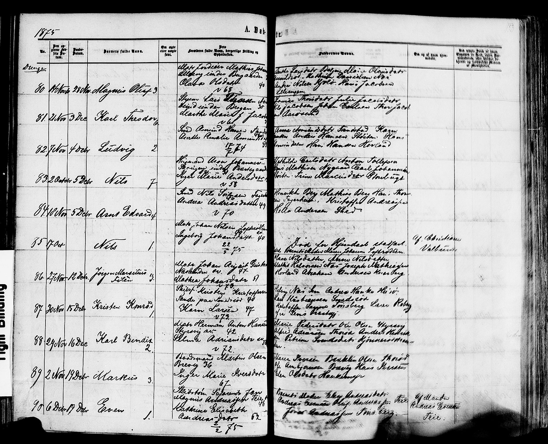 Nøtterøy kirkebøker, AV/SAKO-A-354/F/Fa/L0007: Parish register (official) no. I 7, 1865-1877, p. 153