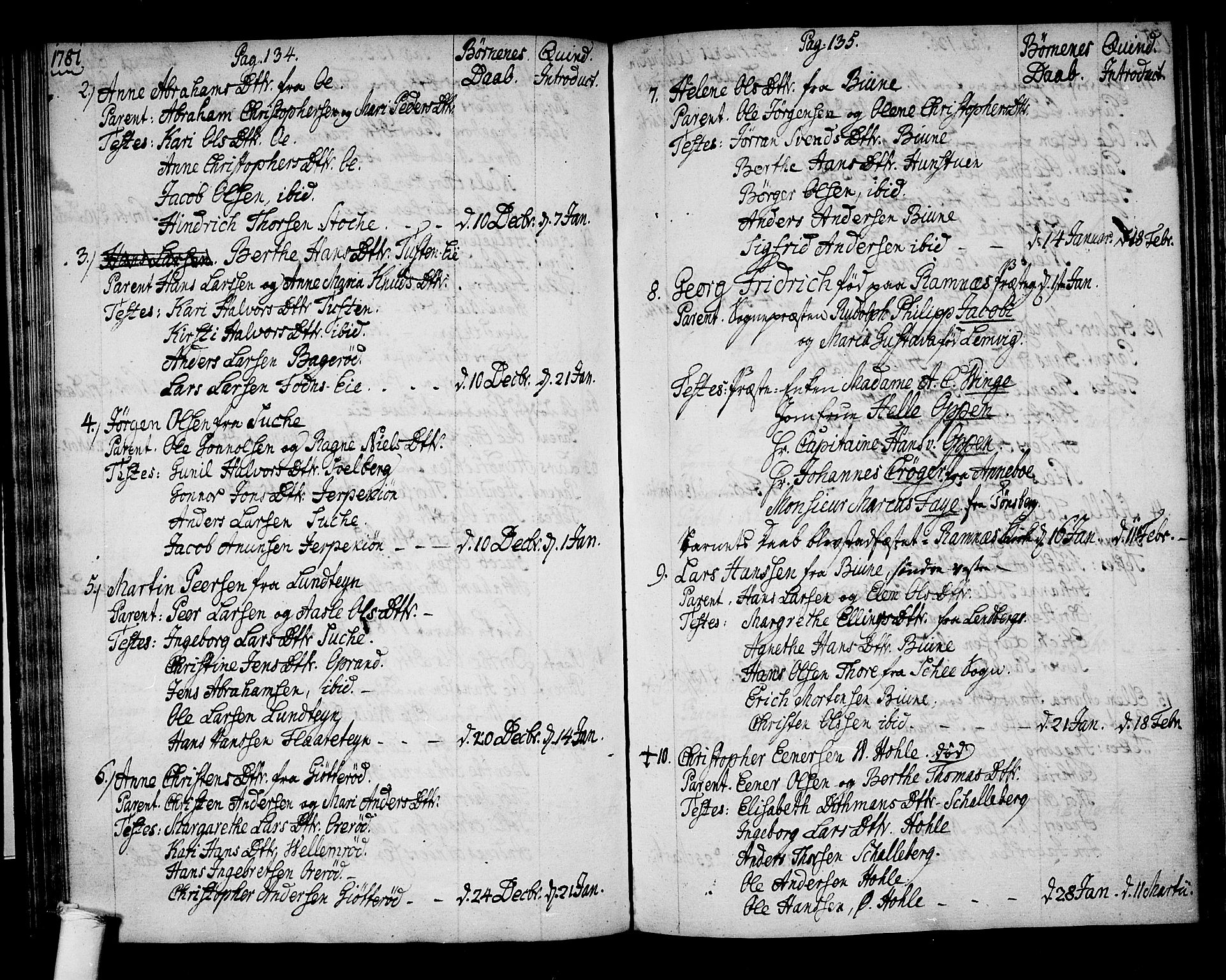 Ramnes kirkebøker, SAKO/A-314/F/Fa/L0002: Parish register (official) no. I 2, 1773-1790, p. 134-135