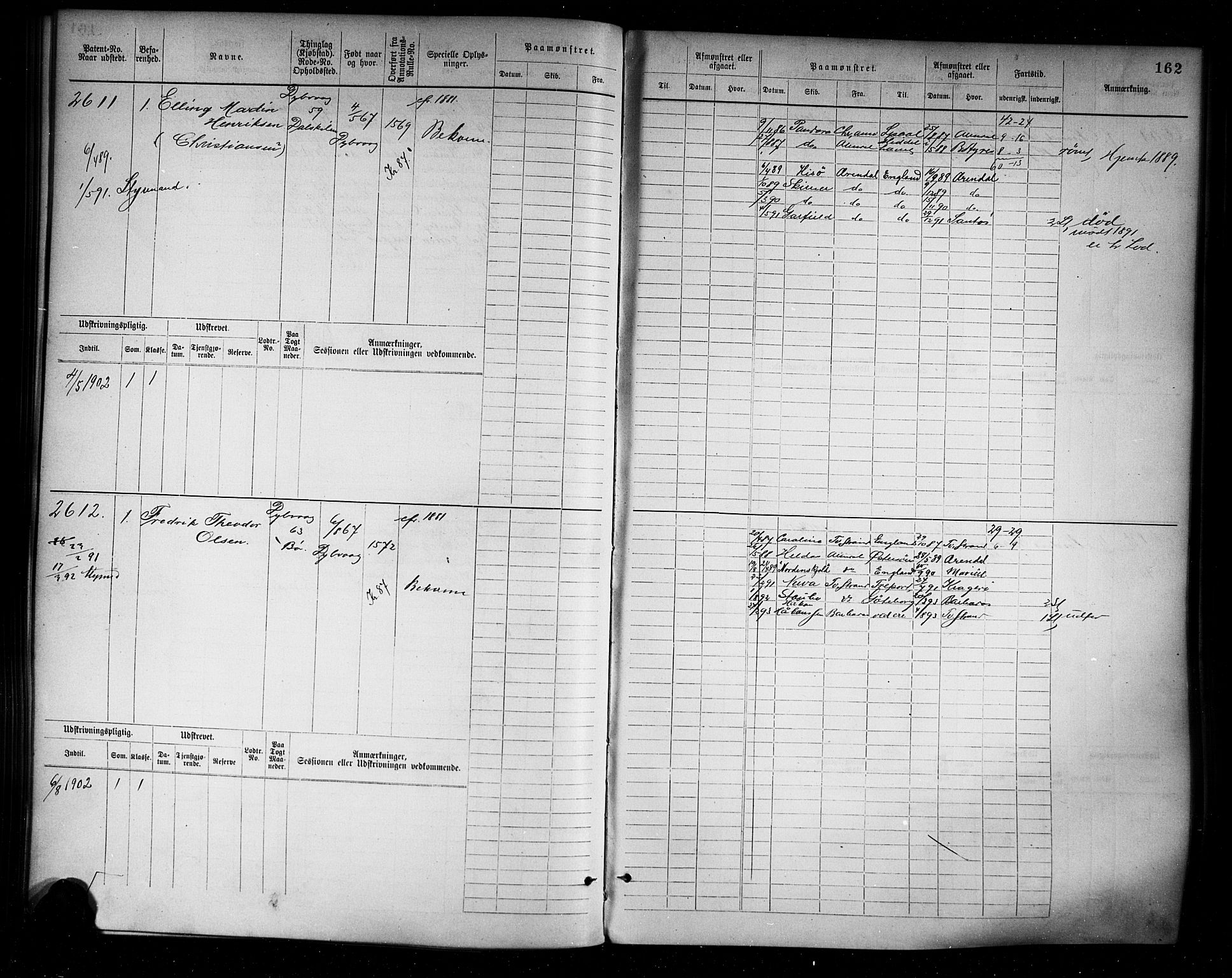 Tvedestrand mønstringskrets, AV/SAK-2031-0011/F/Fb/L0004: Hovedrulle A nr 2289-3056, R-5, 1880-1910, p. 167