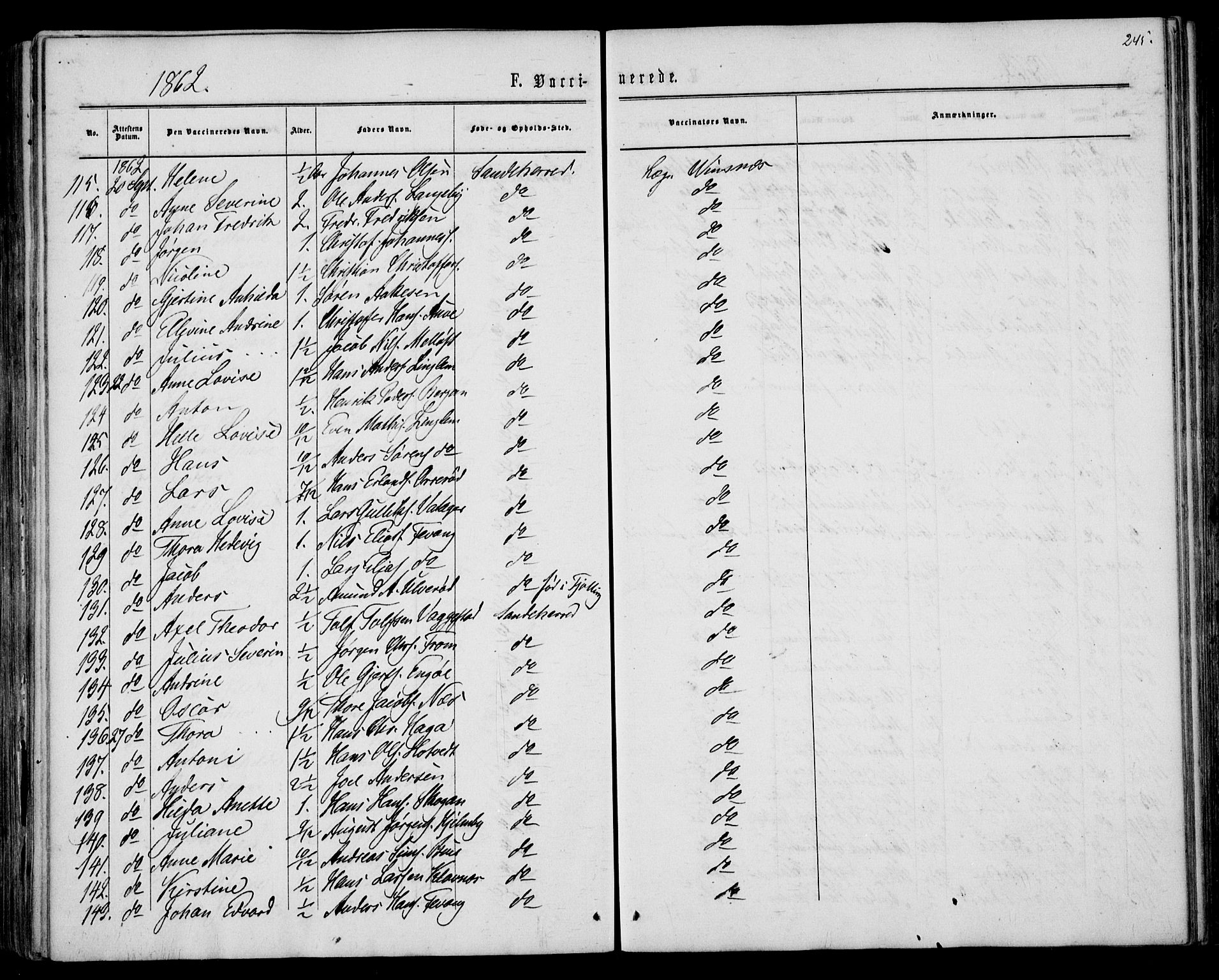 Sandar kirkebøker, AV/SAKO-A-243/F/Fa/L0009: Parish register (official) no. 9, 1862-1871, p. 245