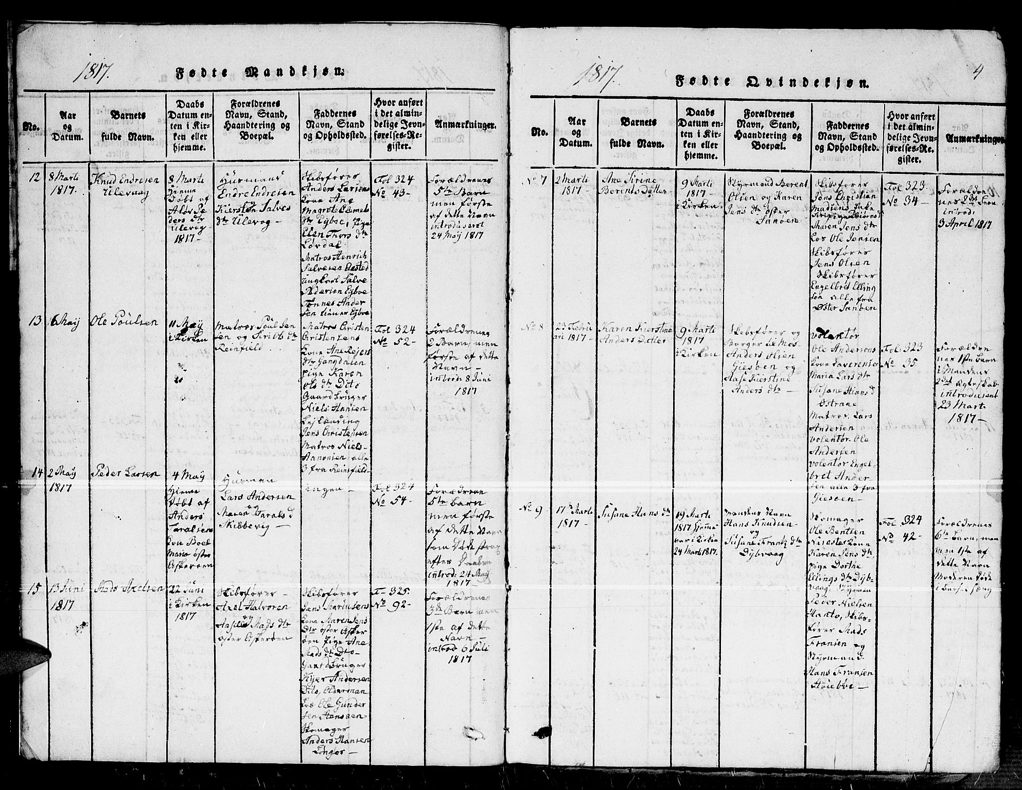 Dypvåg sokneprestkontor, SAK/1111-0007/F/Fb/Fba/L0009: Parish register (copy) no. B 9, 1816-1842, p. 4