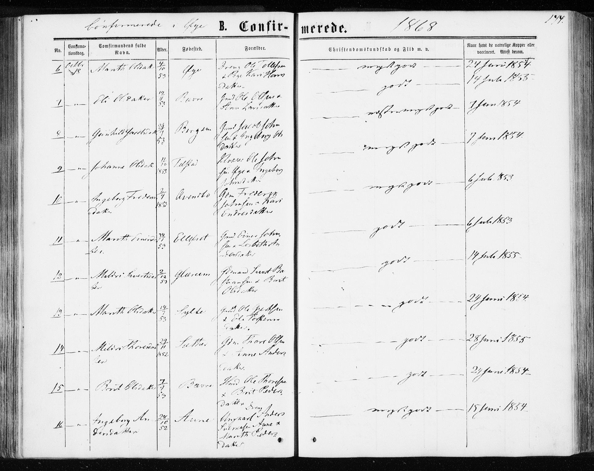 Ministerialprotokoller, klokkerbøker og fødselsregistre - Møre og Romsdal, AV/SAT-A-1454/595/L1045: Parish register (official) no. 595A07, 1863-1873, p. 144