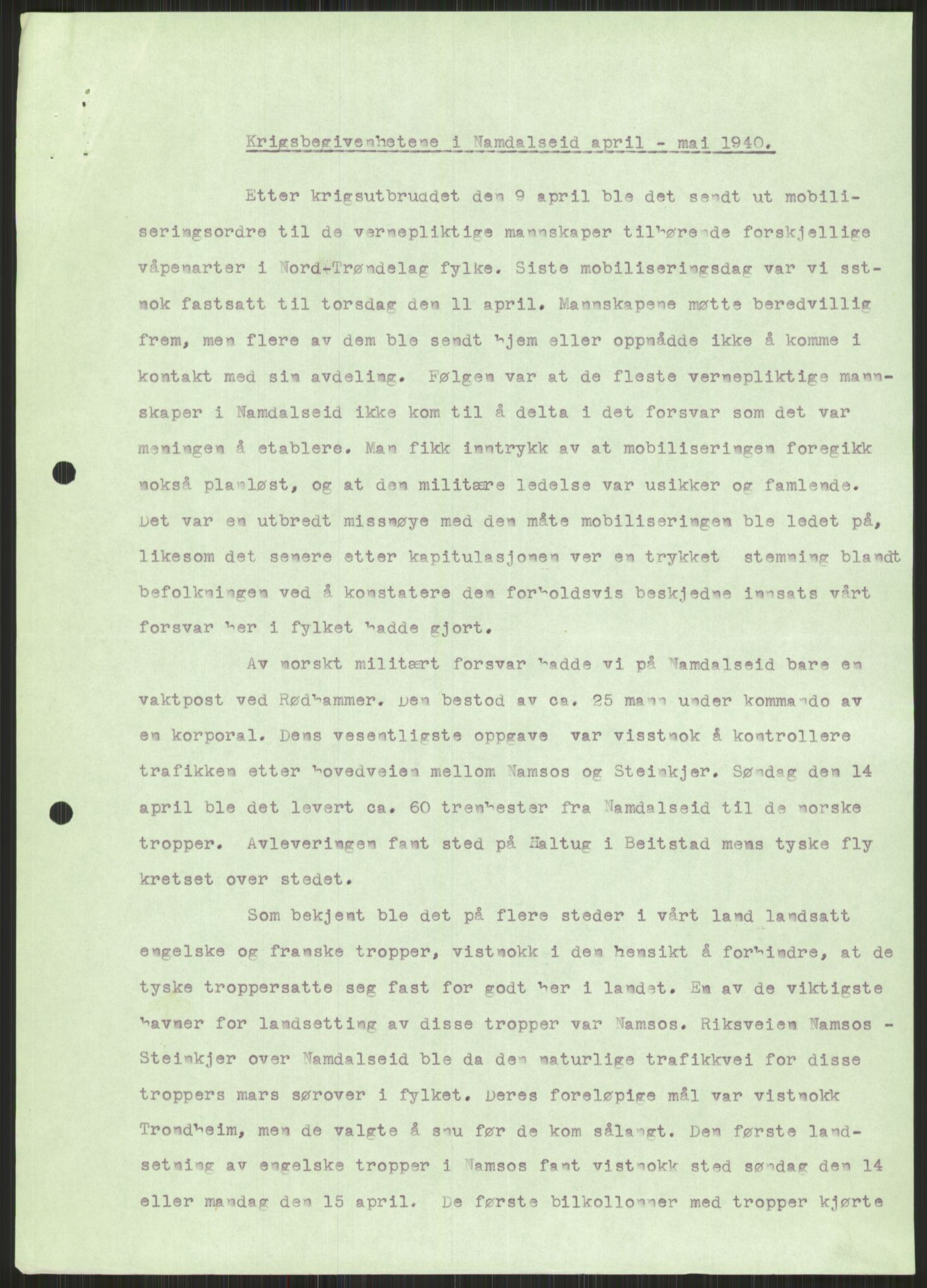 Forsvaret, Forsvarets krigshistoriske avdeling, AV/RA-RAFA-2017/Y/Ya/L0016: II-C-11-31 - Fylkesmenn.  Rapporter om krigsbegivenhetene 1940., 1940, p. 509