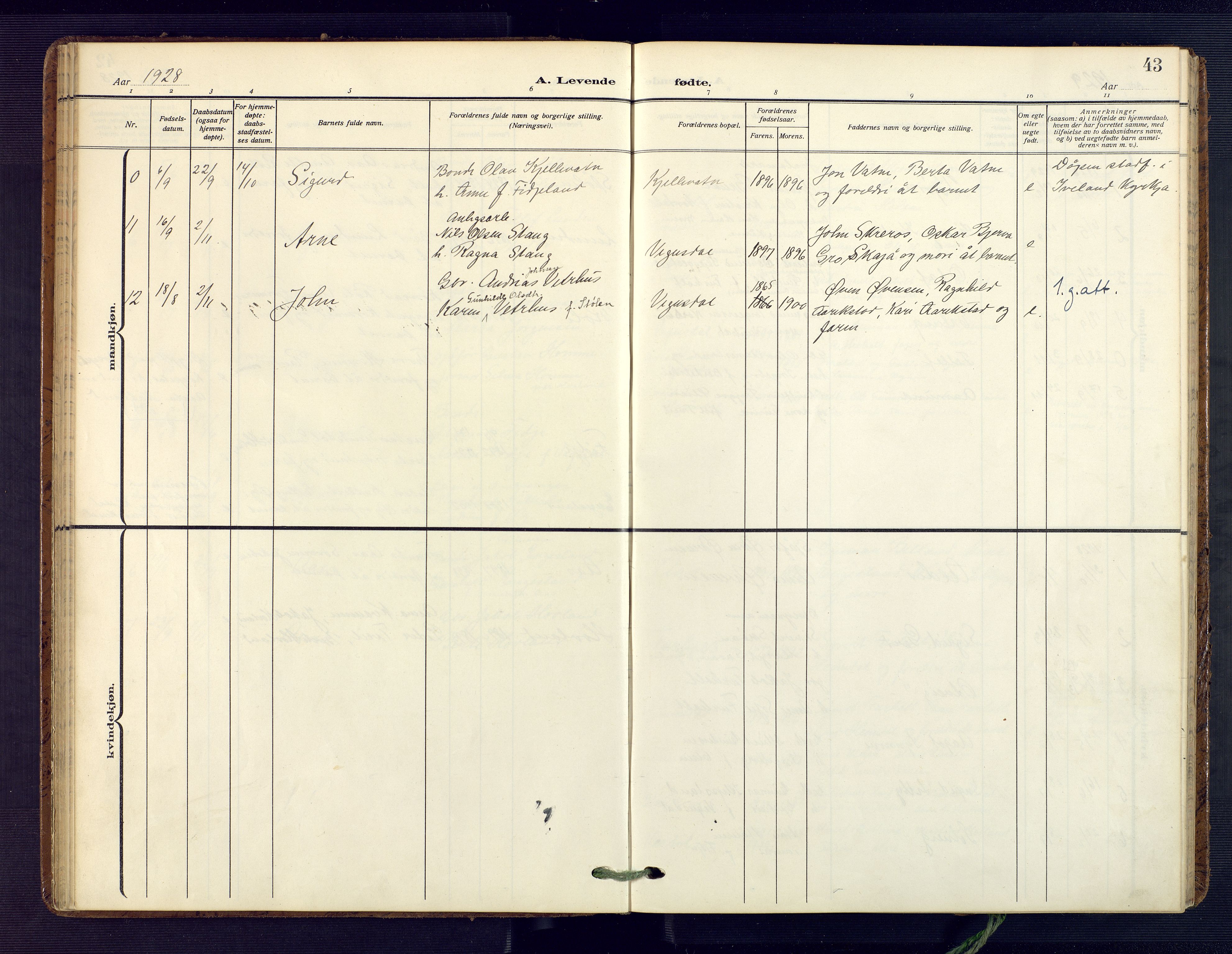 Herefoss sokneprestkontor, SAK/1111-0019/F/Fa/Fab/L0005: Parish register (official) no. A 5, 1910-1932, p. 43