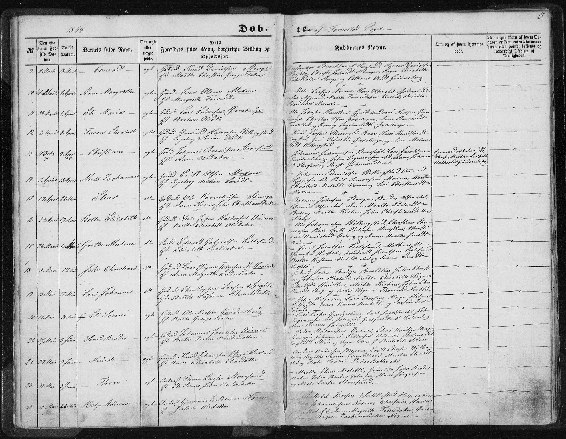 Torvastad sokneprestkontor, AV/SAST-A -101857/H/Ha/Haa/L0008: Parish register (official) no. A 8, 1847-1856, p. 5