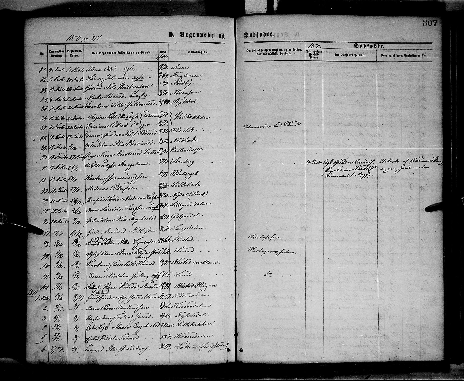 Elverum prestekontor, SAH/PREST-044/H/Ha/Haa/L0011: Parish register (official) no. 11, 1869-1879, p. 307