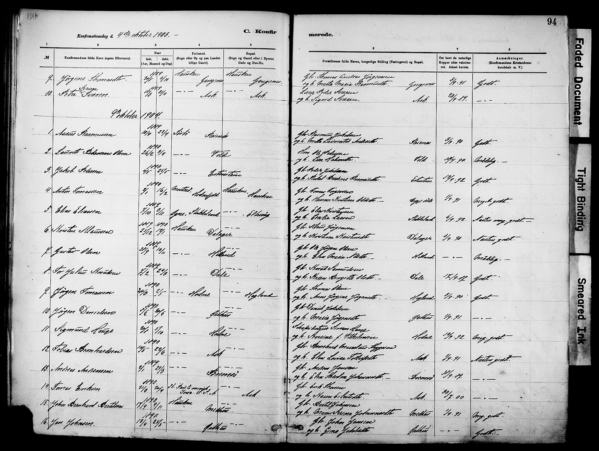 Rennesøy sokneprestkontor, SAST/A -101827/H/Ha/Haa/L0012: Parish register (official) no. A 13, 1885-1917, p. 94