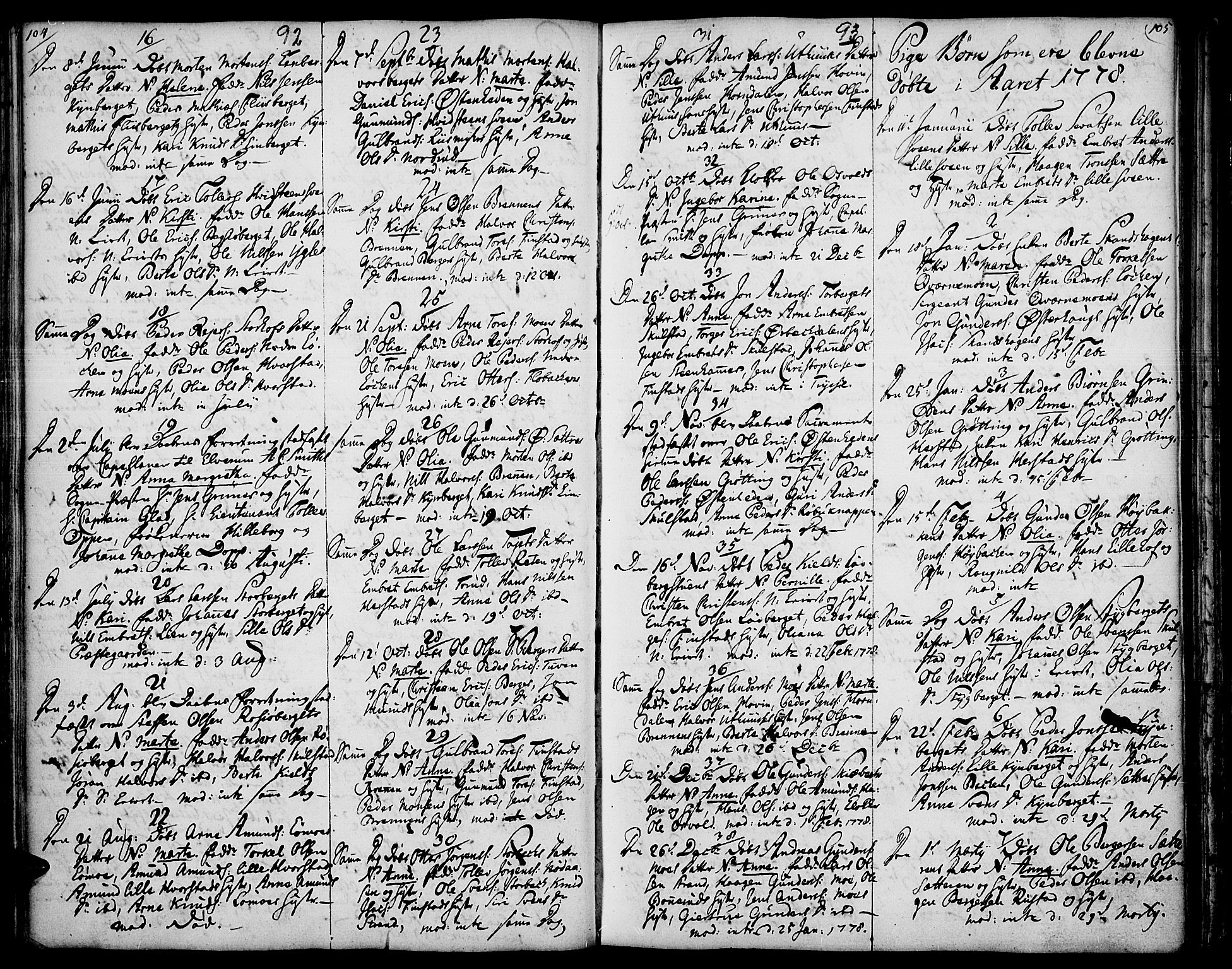 Elverum prestekontor, SAH/PREST-044/H/Ha/Haa/L0005: Parish register (official) no. 5, 1777-1793, p. 92-93