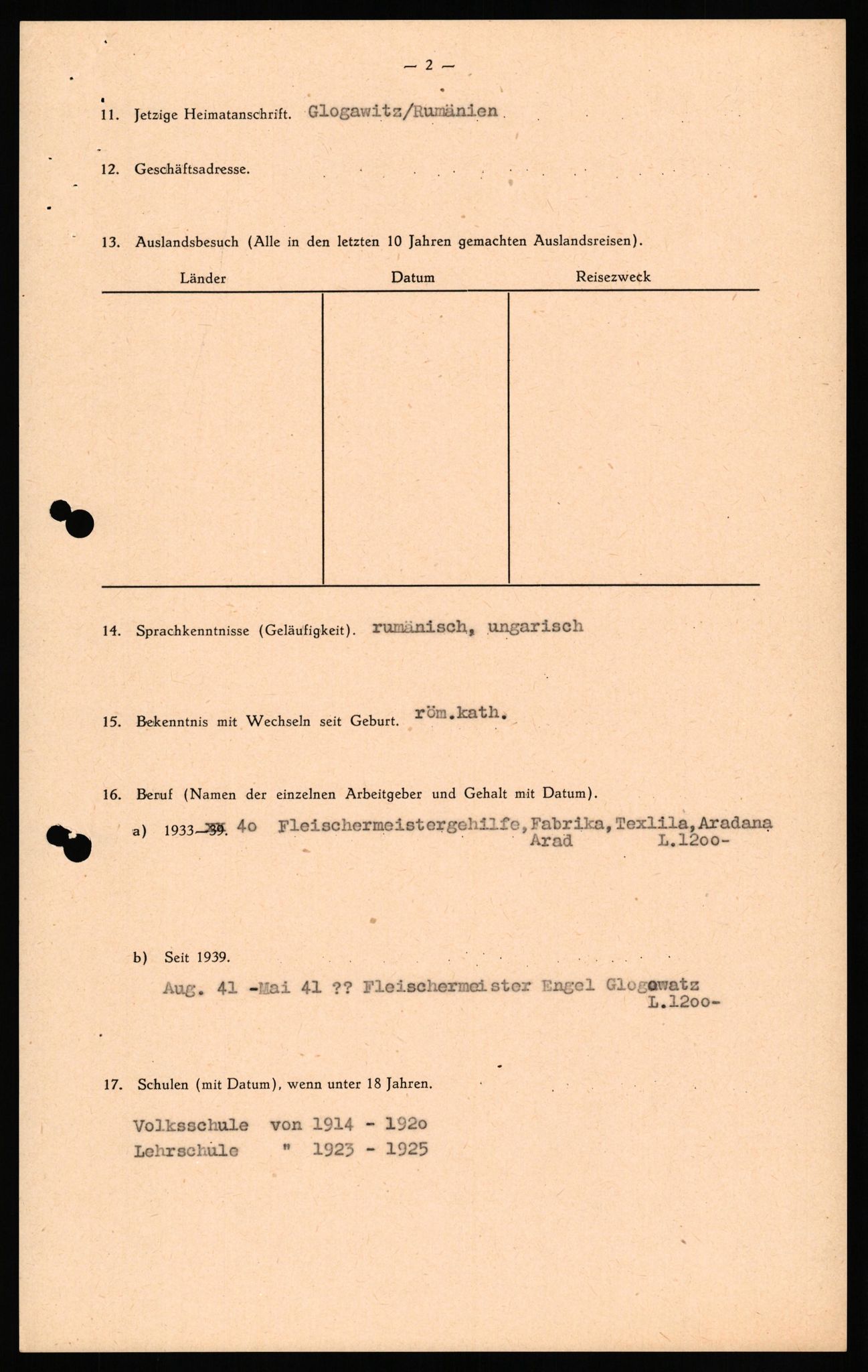 Forsvaret, Forsvarets overkommando II, AV/RA-RAFA-3915/D/Db/L0035: CI Questionaires. Tyske okkupasjonsstyrker i Norge. Tyskere., 1945-1946, p. 427