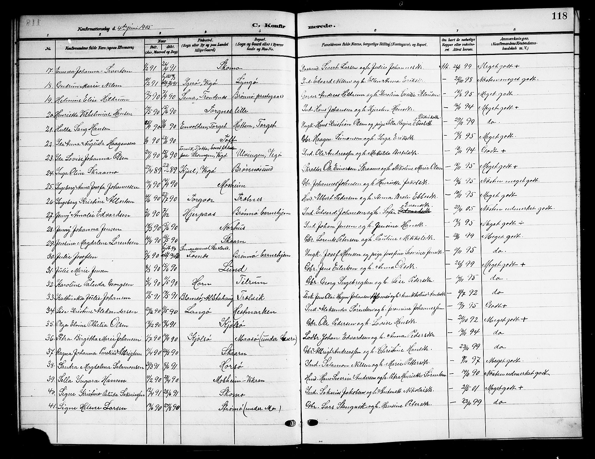 Ministerialprotokoller, klokkerbøker og fødselsregistre - Nordland, SAT/A-1459/813/L0214: Parish register (copy) no. 813C06, 1904-1917, p. 118
