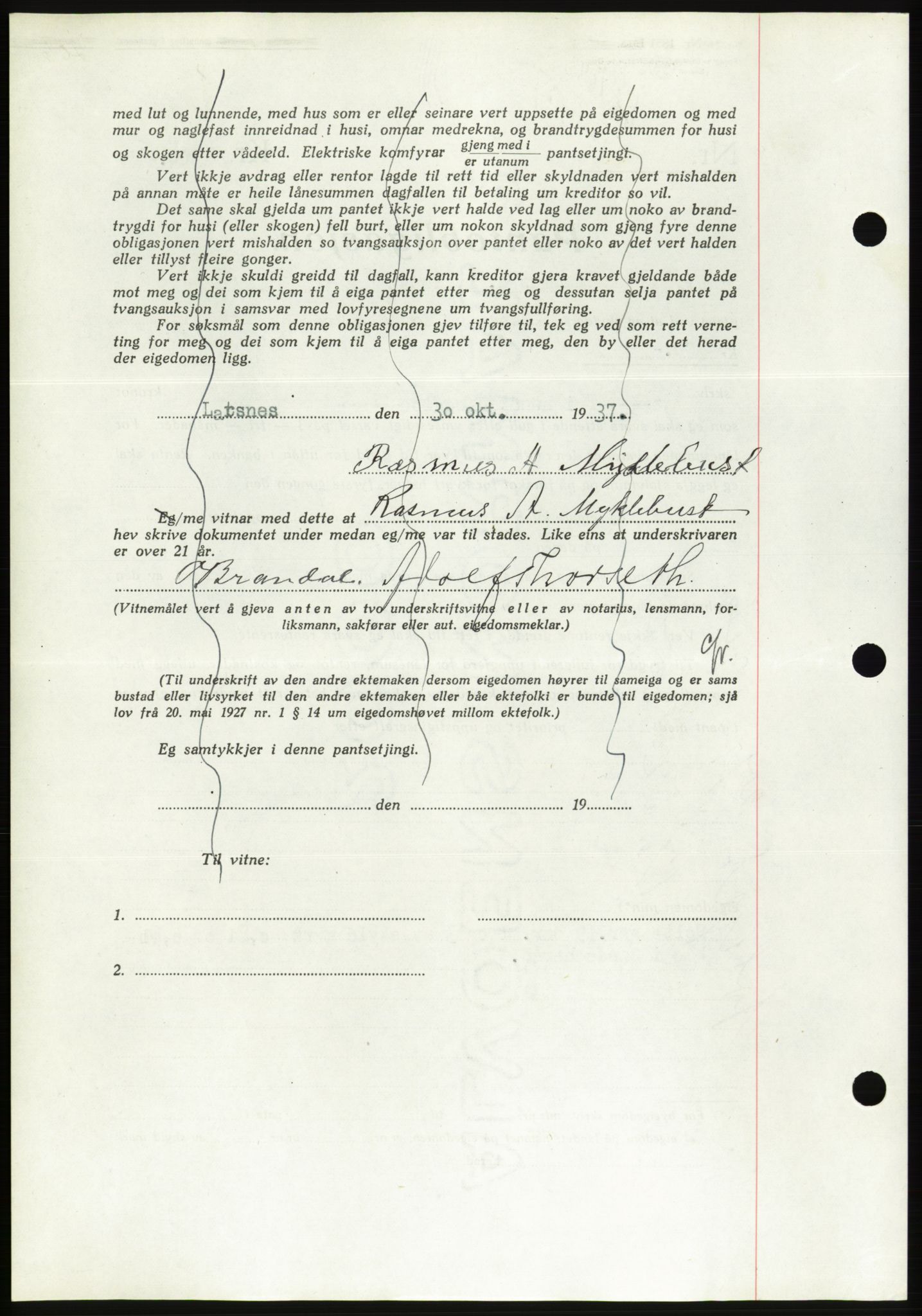 Søre Sunnmøre sorenskriveri, AV/SAT-A-4122/1/2/2C/L0064: Mortgage book no. 58, 1937-1938, Diary no: : 1683/1937