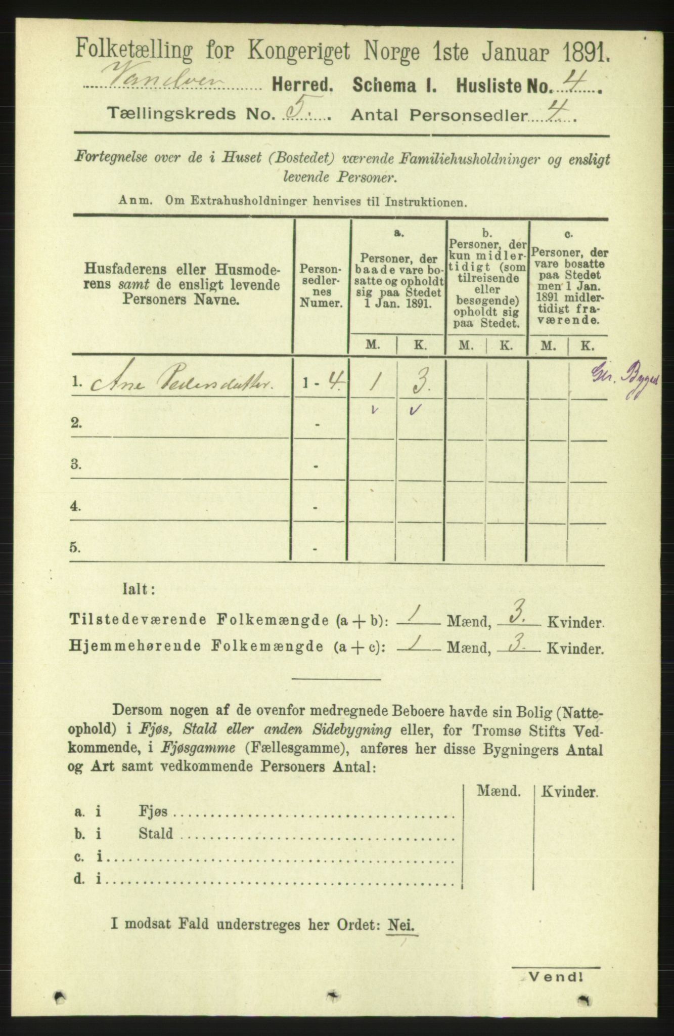 RA, 1891 census for 1511 Vanylven, 1891, p. 2102