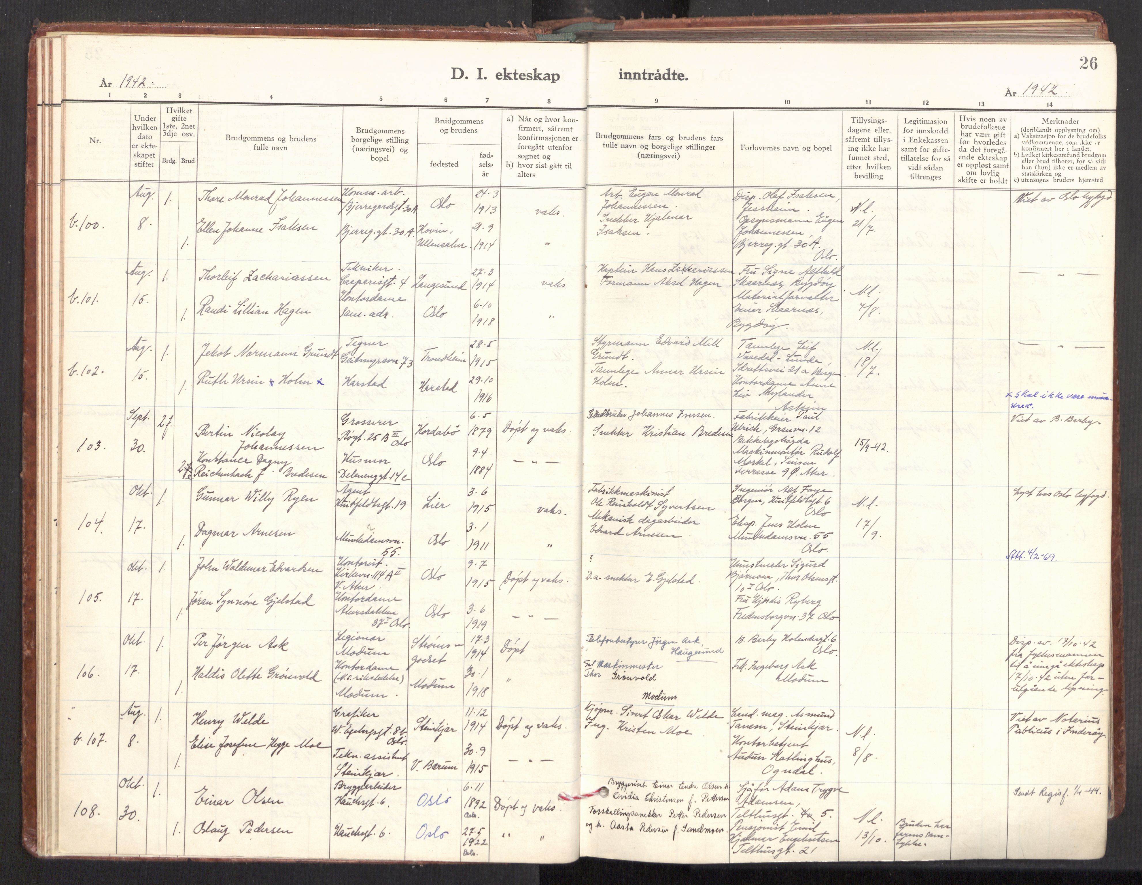 Gamle Aker prestekontor Kirkebøker, AV/SAO-A-10617a/F/L0022: Parish register (official) no. 22, 1941-1952, p. 26