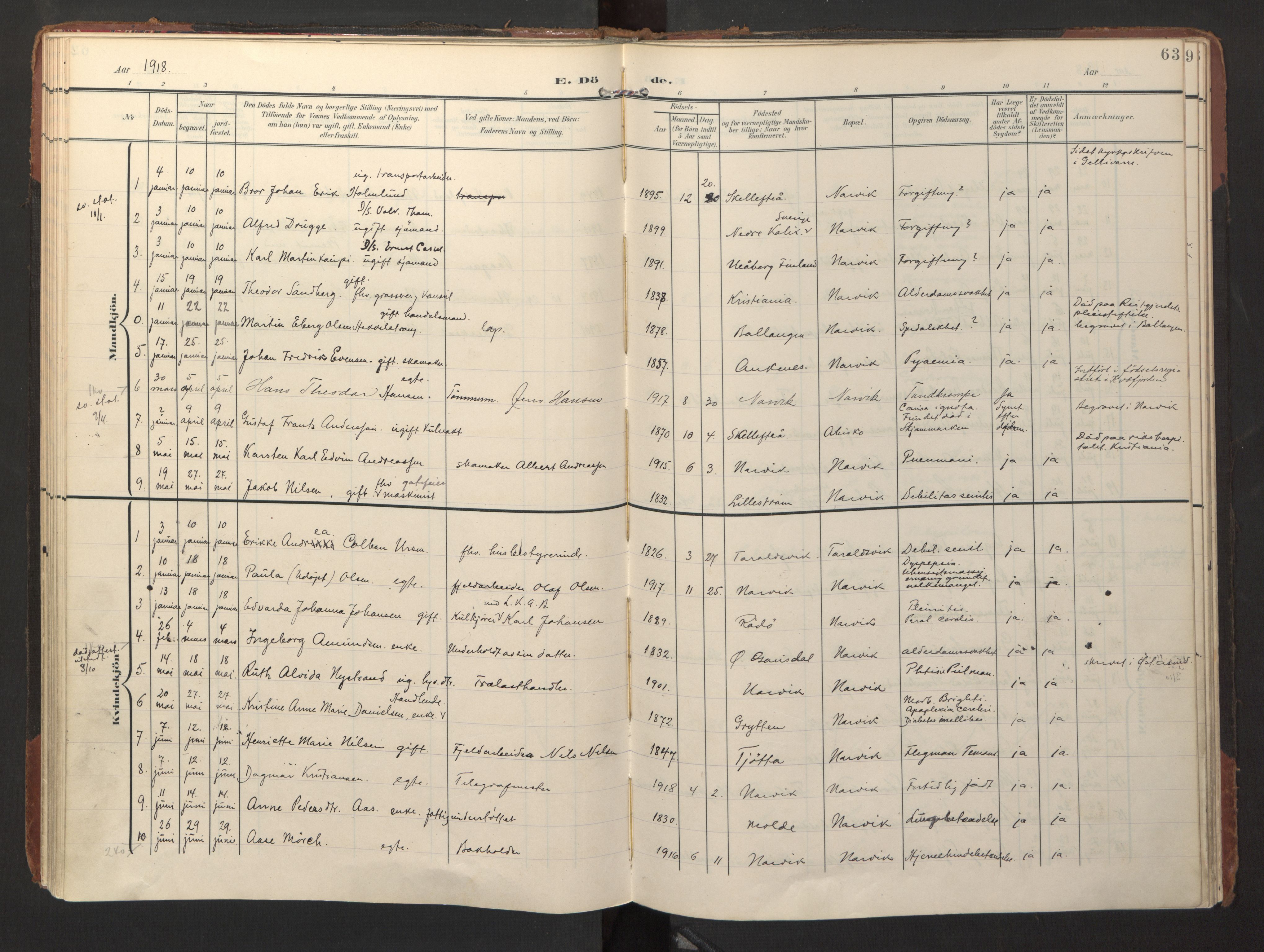 Ministerialprotokoller, klokkerbøker og fødselsregistre - Nordland, AV/SAT-A-1459/871/L1000: Parish register (official) no. 871A16, 1902-1925, p. 63