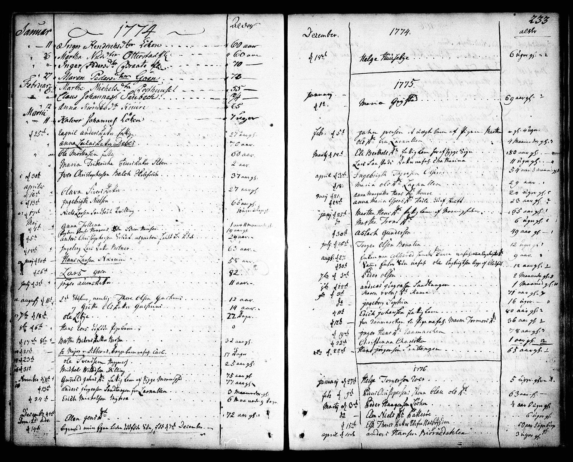 Rygge prestekontor Kirkebøker, SAO/A-10084b/F/Fa/L0002: Parish register (official) no. 2, 1771-1814, p. 233