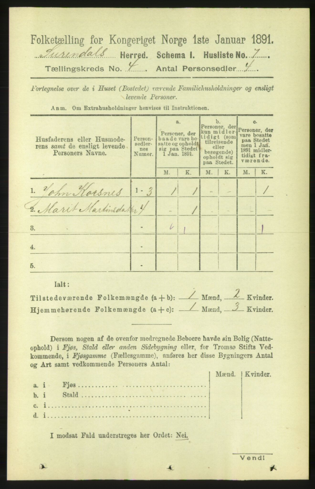 RA, 1891 census for 1566 Surnadal, 1891, p. 1029