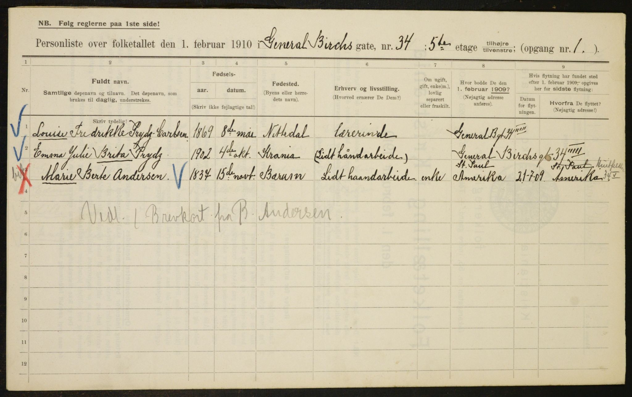 OBA, Municipal Census 1910 for Kristiania, 1910, p. 27736