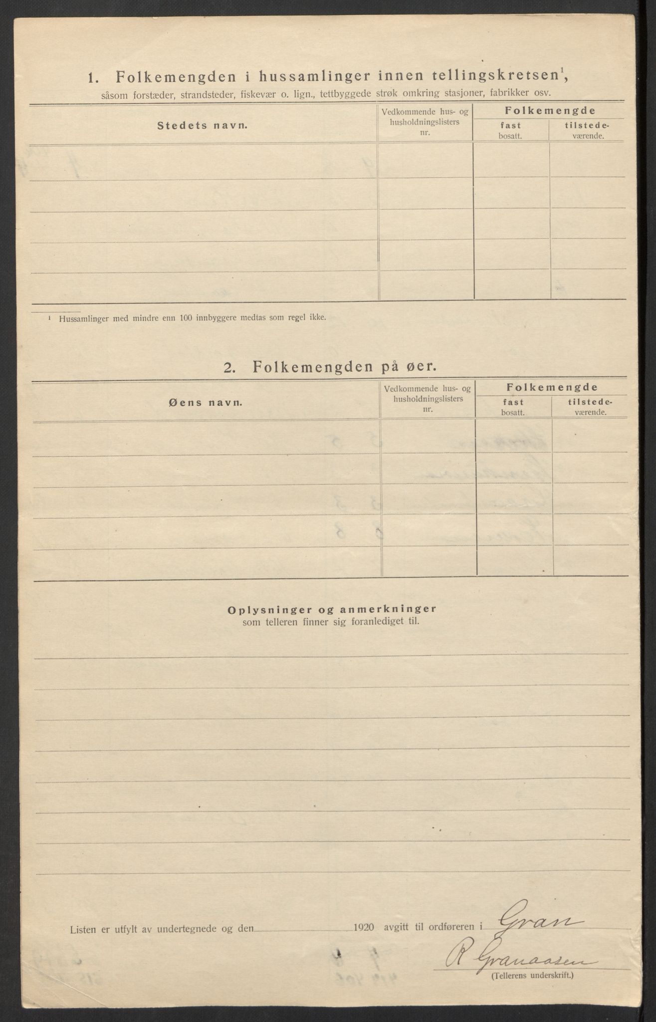 SAH, 1920 census for Gran, 1920, p. 28