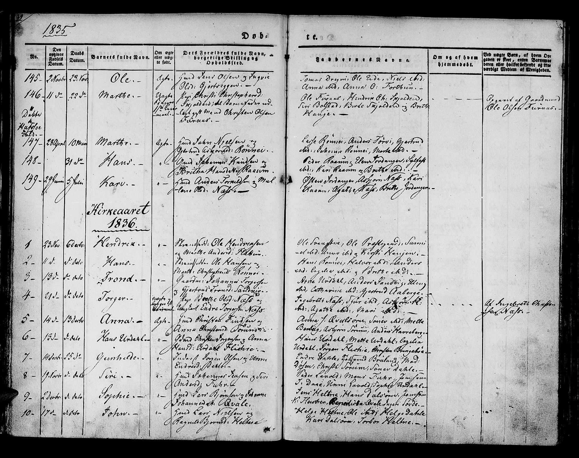 Luster sokneprestembete, SAB/A-81101/H/Haa/Haaa/L0005: Parish register (official) no. A 5, 1831-1841, p. 32