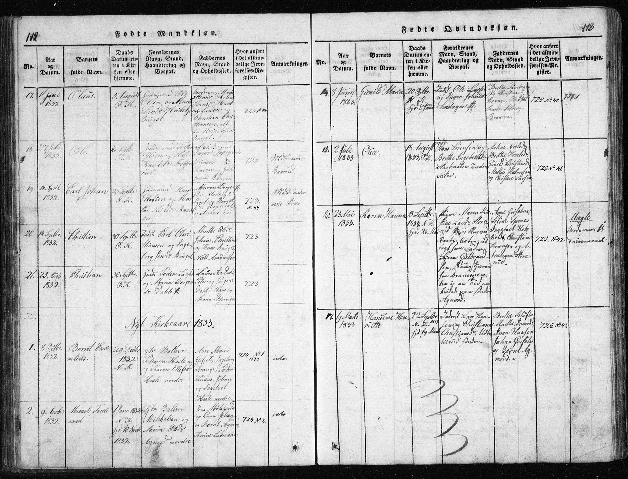 Nesodden prestekontor Kirkebøker, AV/SAO-A-10013/G/Ga/L0001: Parish register (copy) no. I 1, 1814-1847, p. 112-113