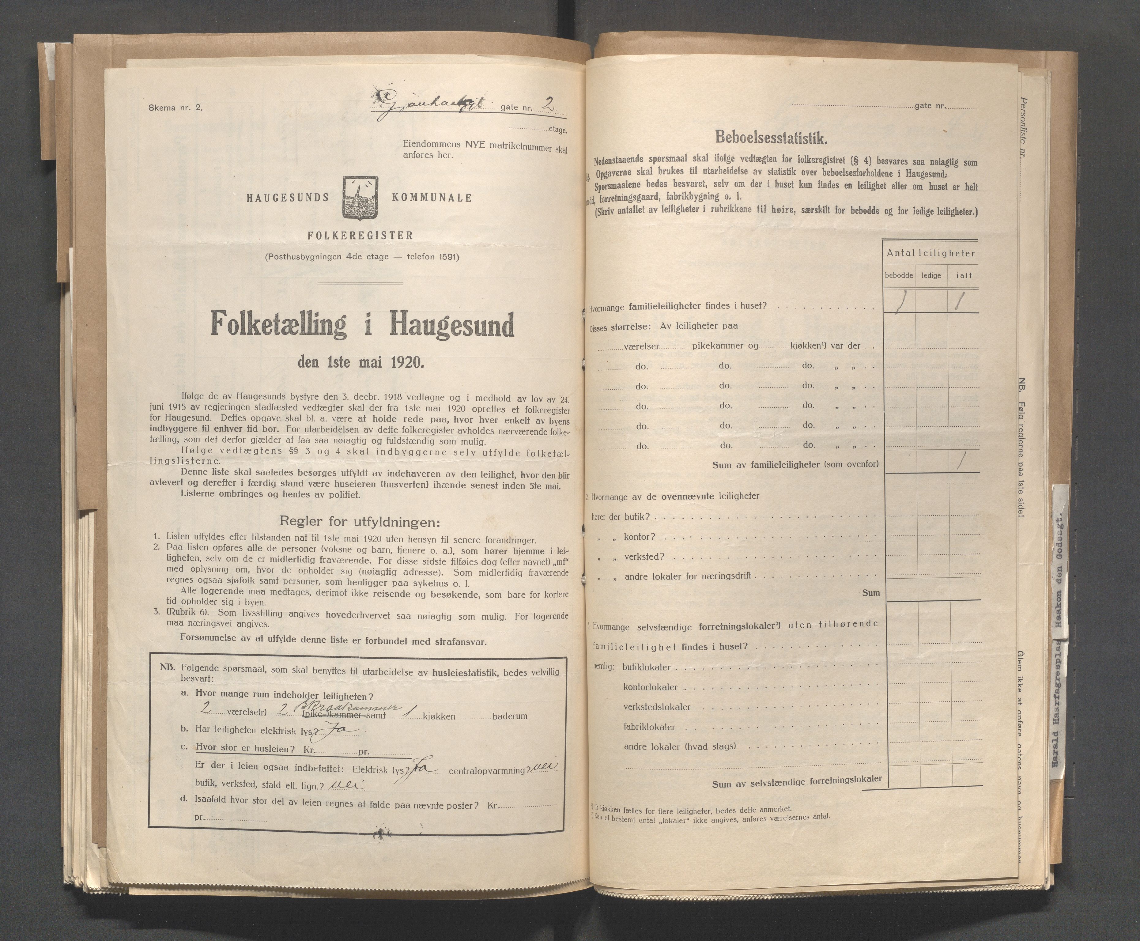 IKAR, Local census 1.5.1920 for Haugesund, 1920, p. 1099