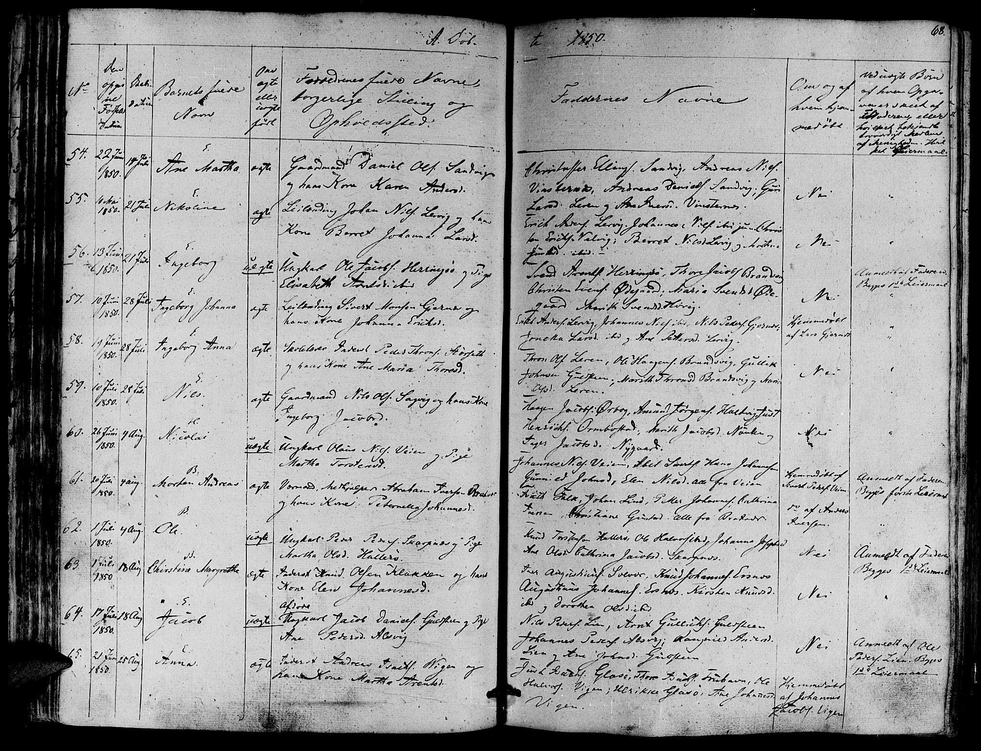 Ministerialprotokoller, klokkerbøker og fødselsregistre - Møre og Romsdal, AV/SAT-A-1454/581/L0936: Parish register (official) no. 581A04, 1836-1852, p. 68