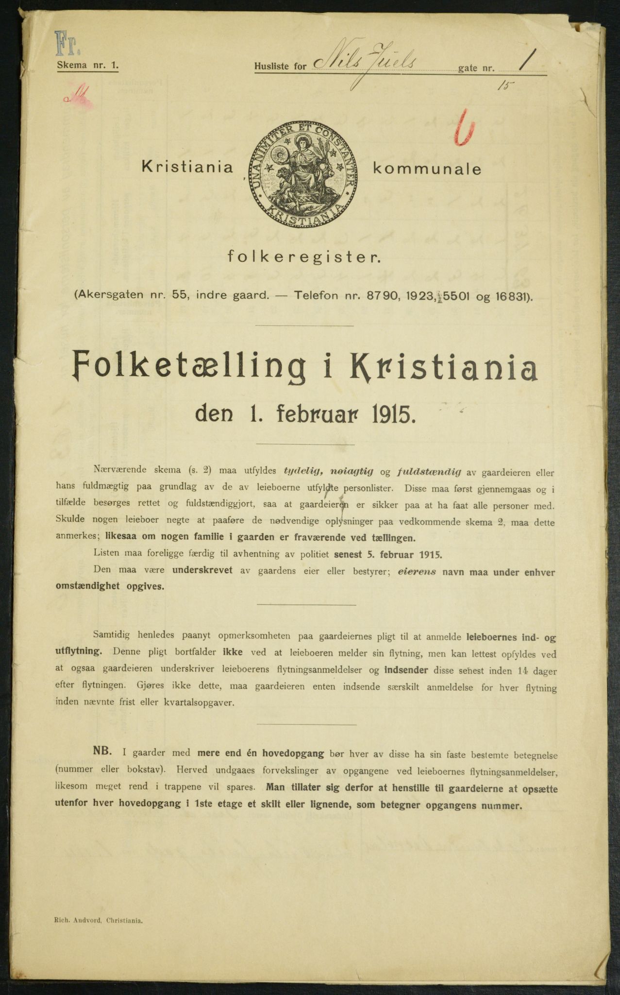 OBA, Municipal Census 1915 for Kristiania, 1915, p. 69542