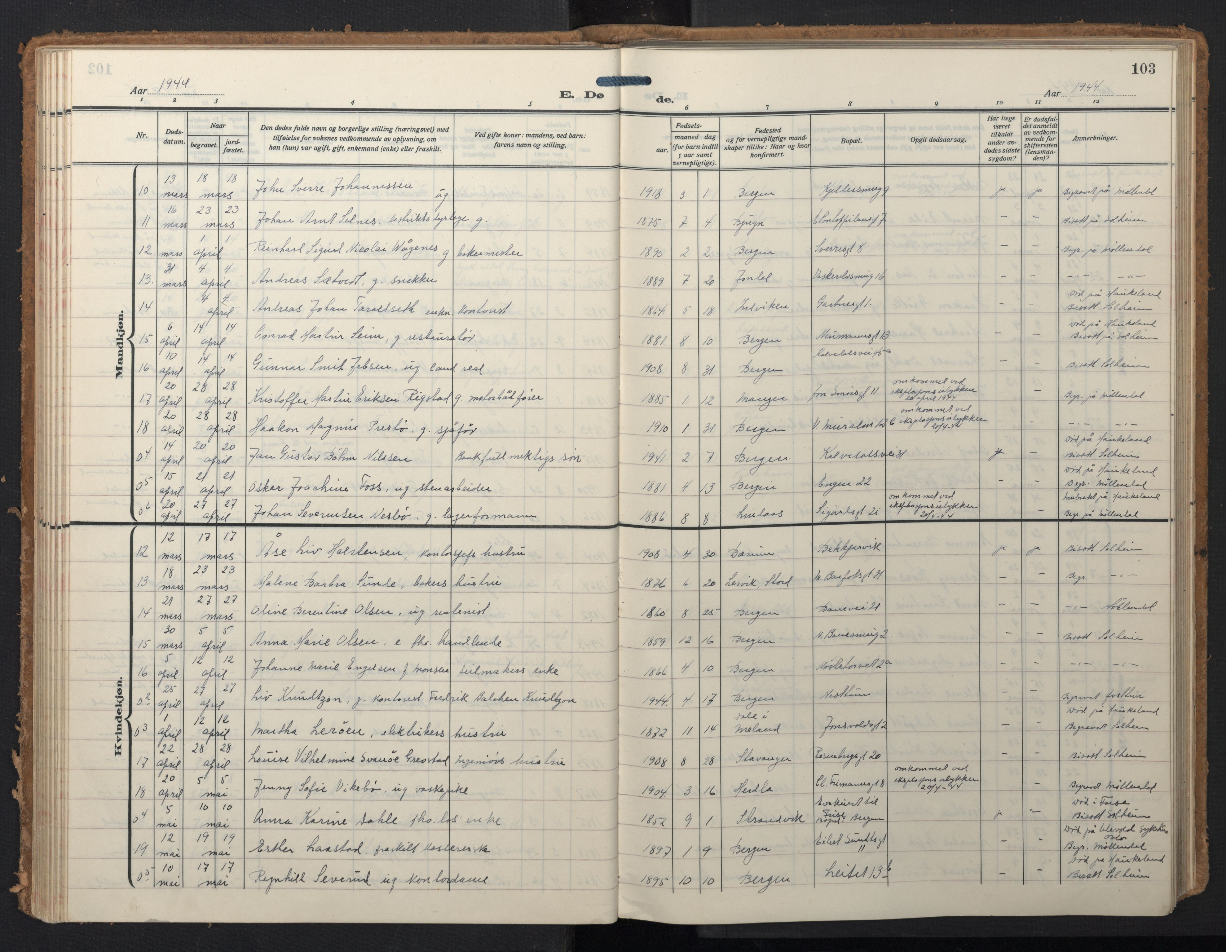 Domkirken sokneprestembete, AV/SAB-A-74801/H/Hab/L0043: Parish register (copy) no. E 7, 1929-1965, p. 102b-103a