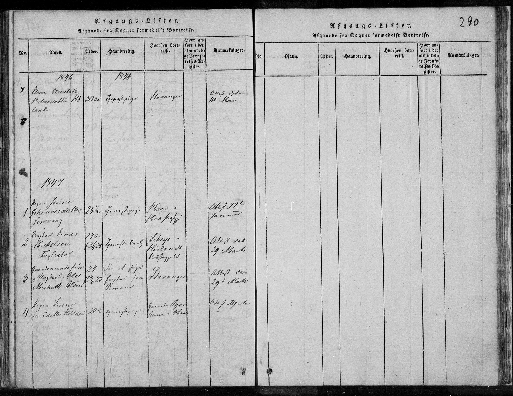 Eigersund sokneprestkontor, SAST/A-101807/S08/L0008: Parish register (official) no. A 8, 1816-1847, p. 290