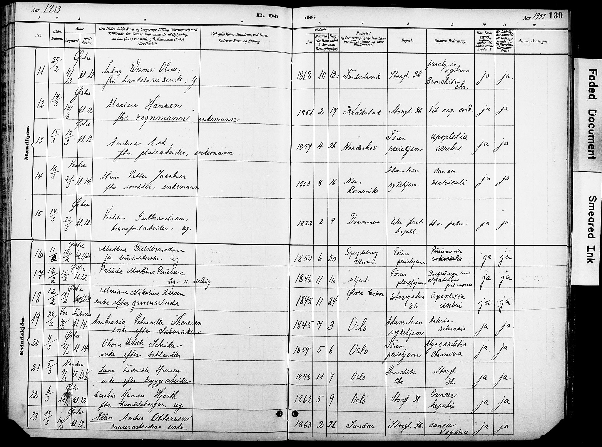 Krohgstøtten sykehusprest Kirkebøker, AV/SAO-A-10854/F/Fa/L0003: Parish register (official) no. 3, 1890-1935, p. 139