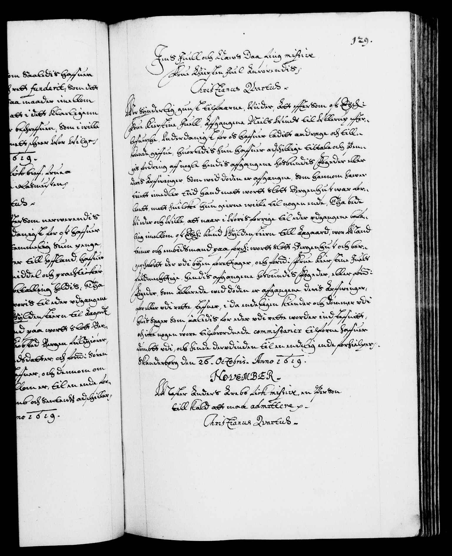 Danske Kanselli 1572-1799, RA/EA-3023/F/Fc/Fca/Fcab/L0004: Norske tegnelser (mikrofilm), 1617-1627, p. 129a