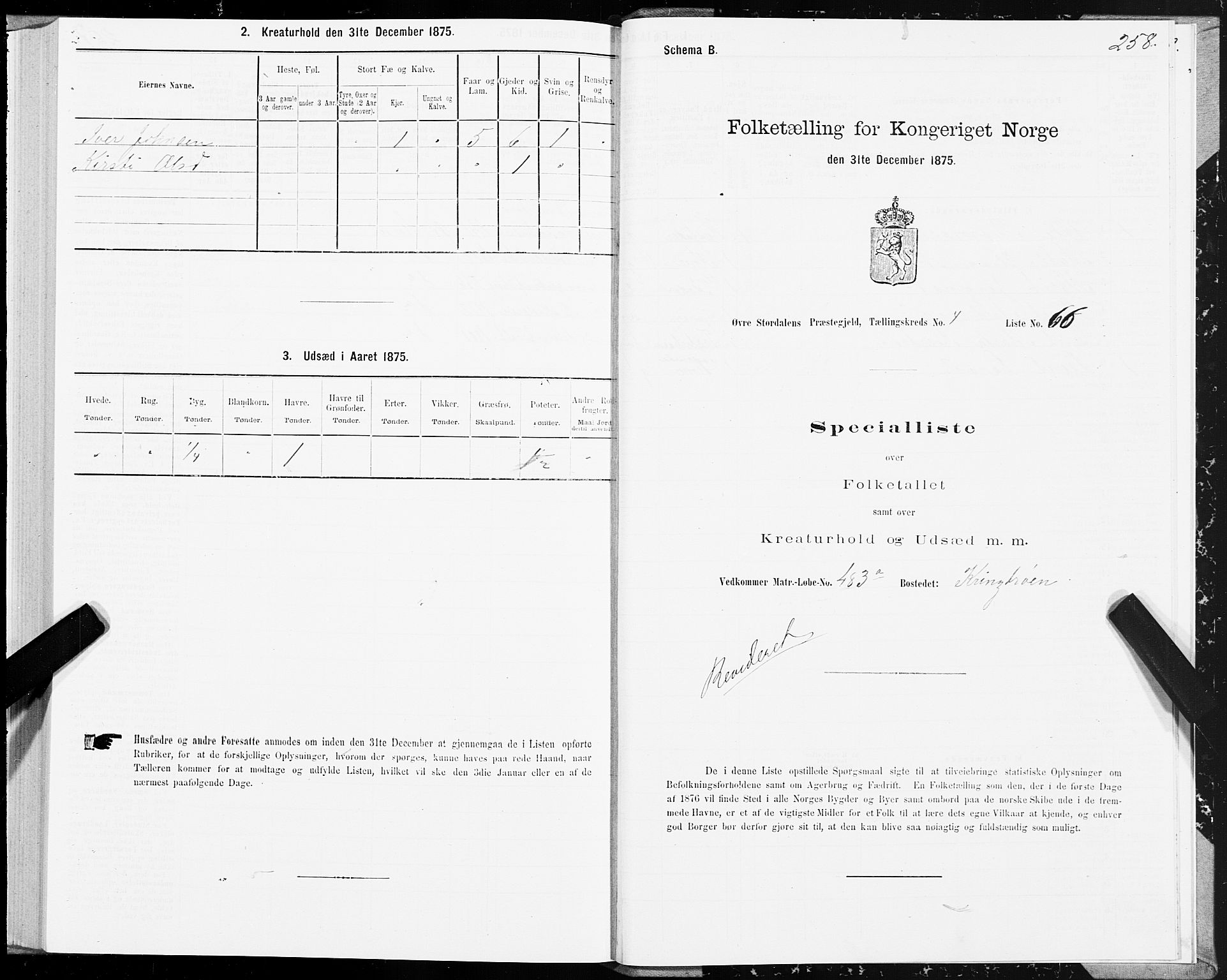 SAT, 1875 census for 1711P Øvre Stjørdal, 1875, p. 2258