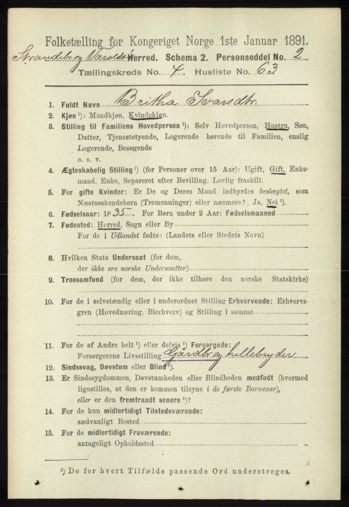 RA, 1891 census for 1226 Strandebarm og Varaldsøy, 1891, p. 1783