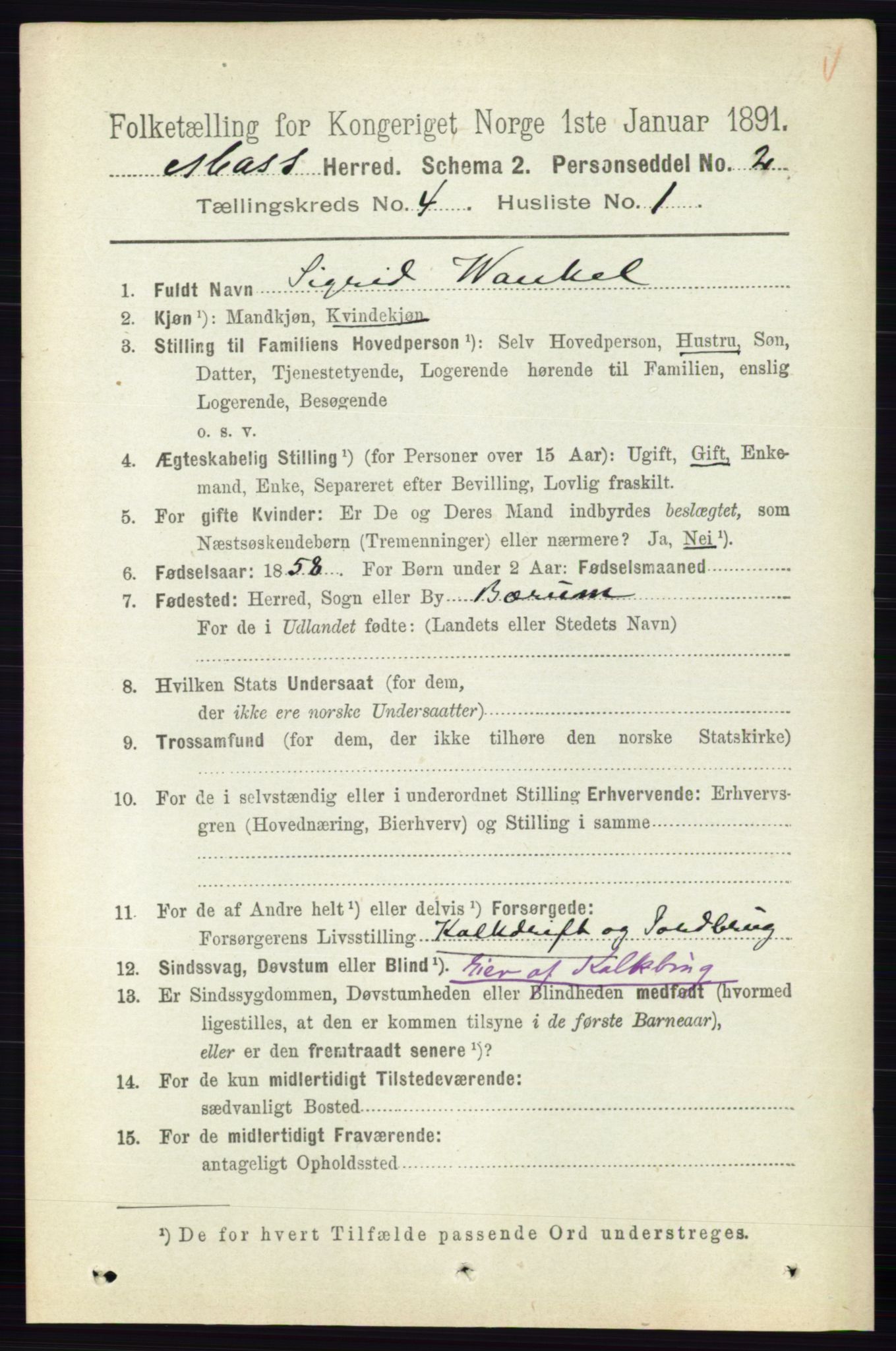 RA, 1891 Census for 0194 Moss, 1891, p. 1313