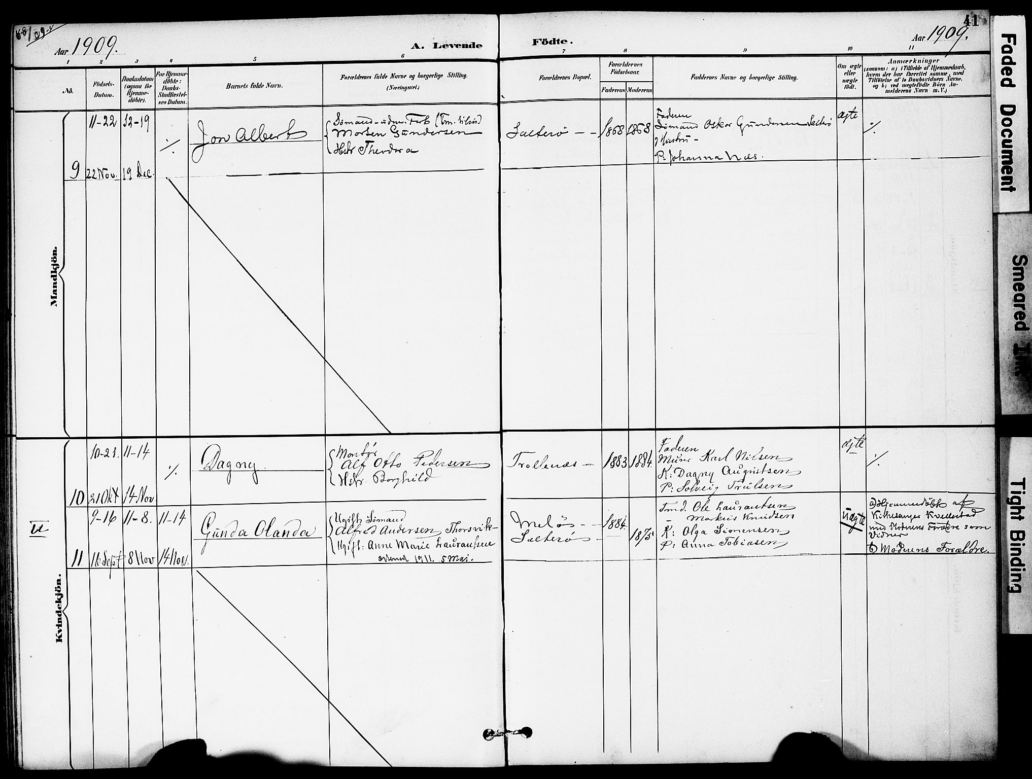 Austre Moland sokneprestkontor, AV/SAK-1111-0001/F/Fa/Fab/L0002: Parish register (official) no. A 2, 1894-1919, p. 41