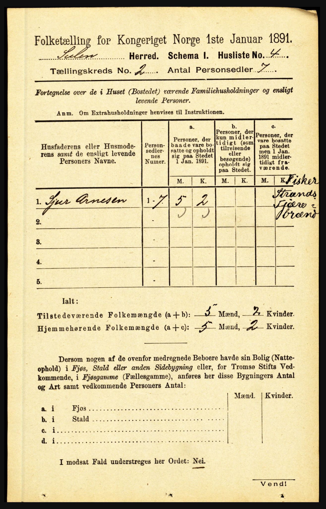 RA, 1891 census for 1412 Solund, 1891, p. 522